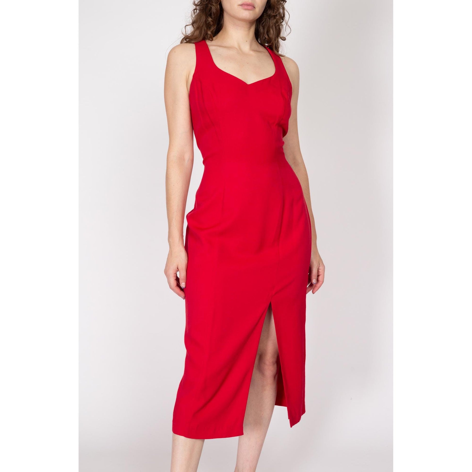 Medium 90s Red Strappy Cross Back Midi Dress Medium 90s Red Strappy Cross Back Midi Dress