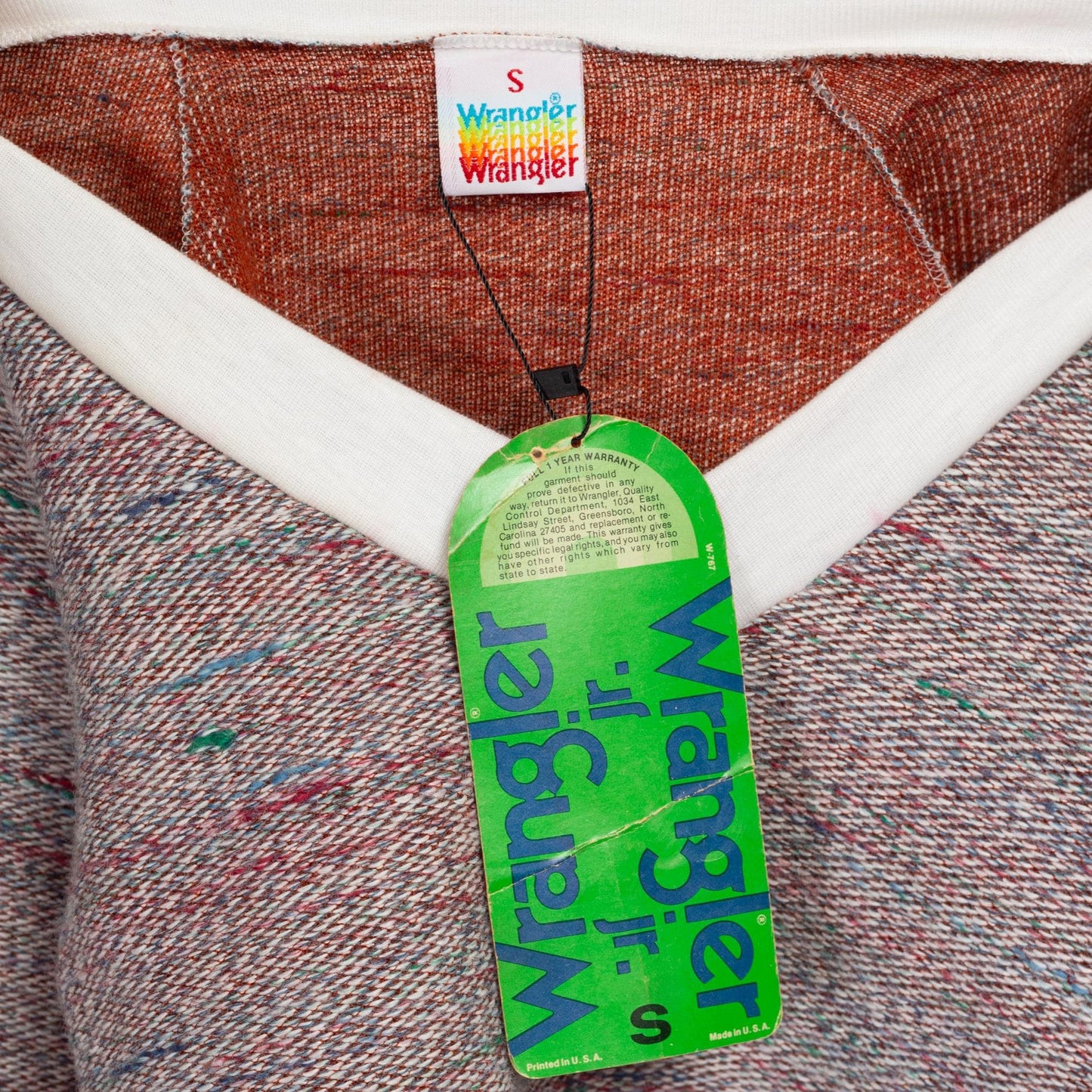 XS 80s Wrangler Space Dye Knit Sweater NWT | Vintage Long Sleeve V Neck Pullover Sweatshirt Top