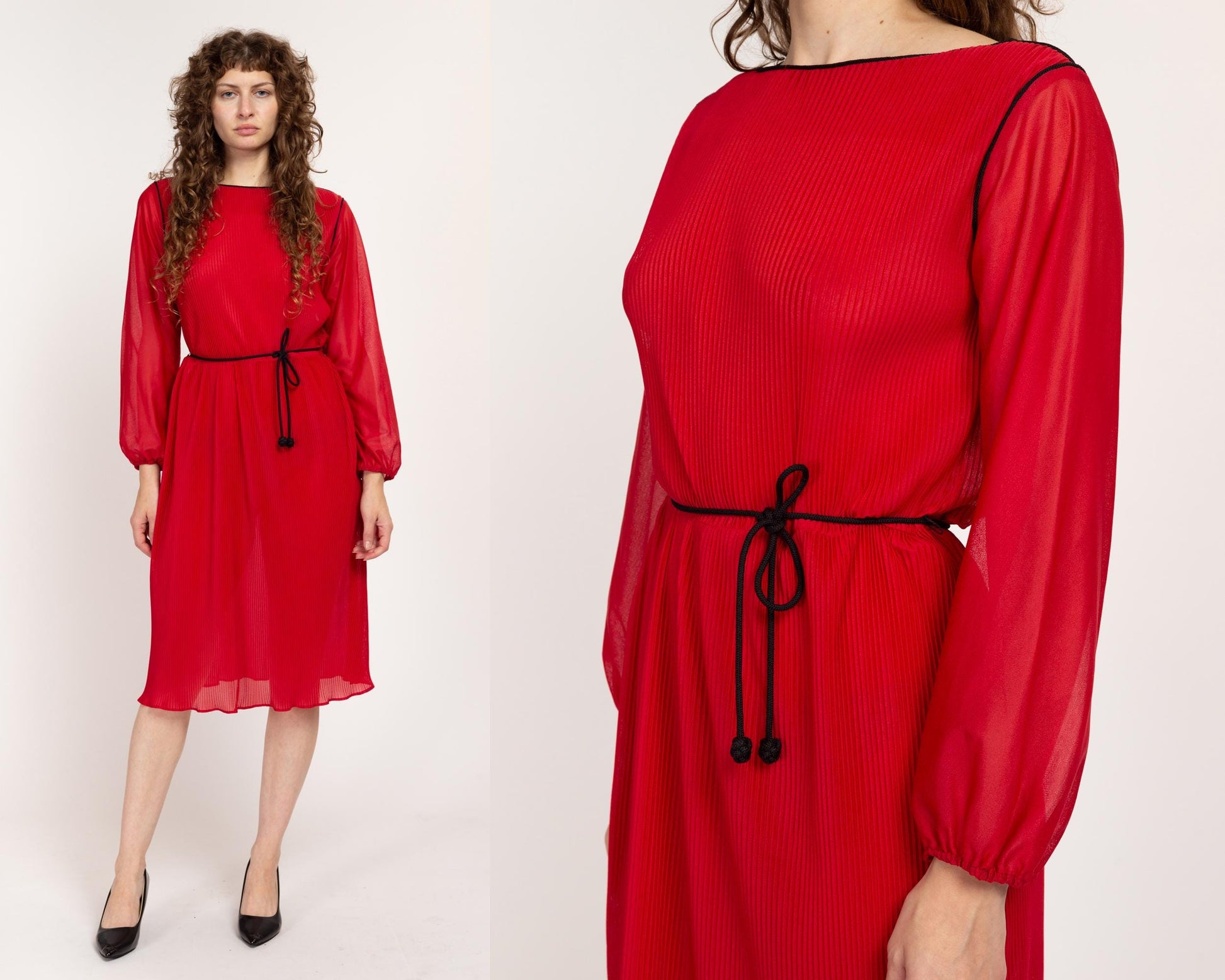 red dress 70s 70s Longsleeve Red Dress Classic Rock Couture