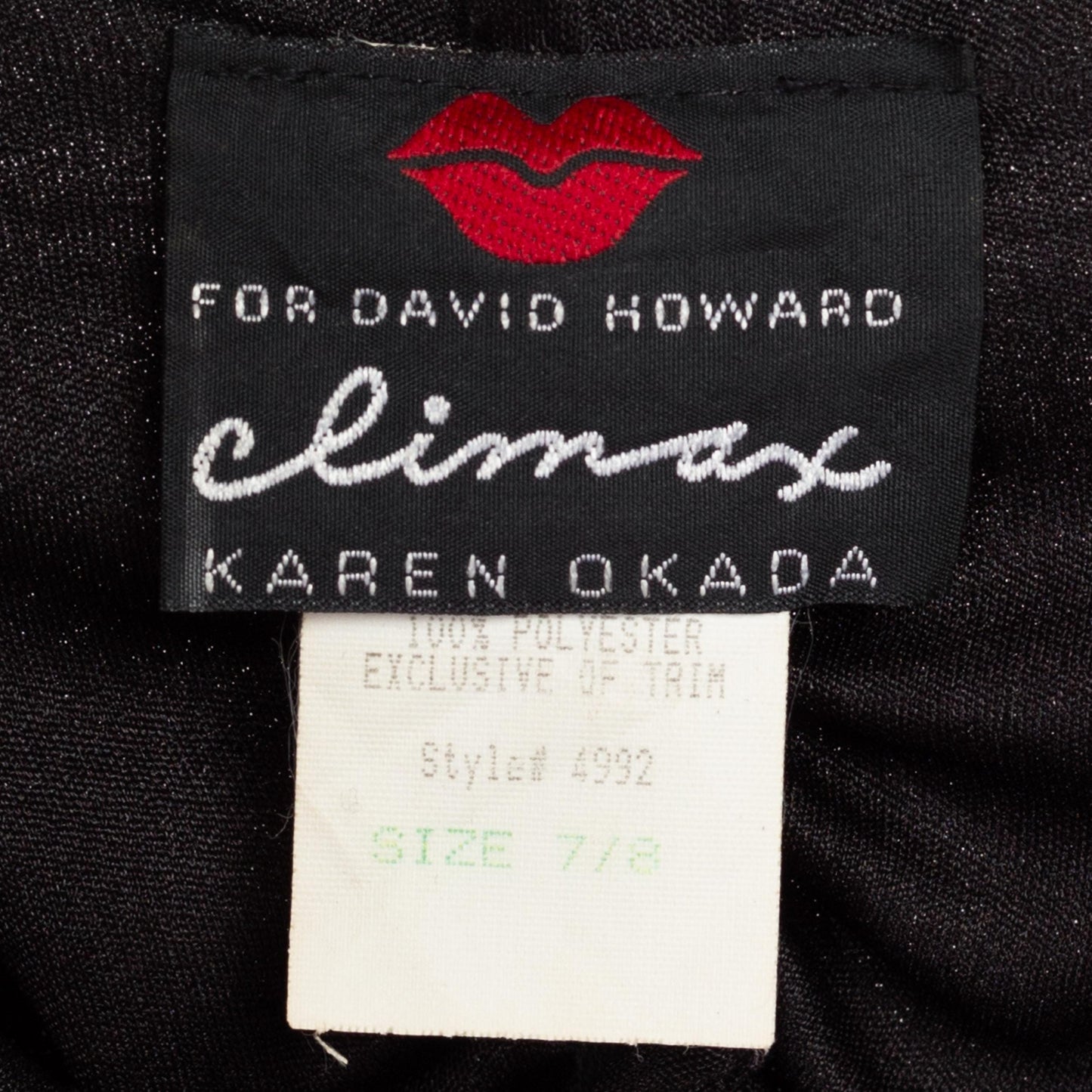 Small 80s Climax Karen Okada Black Draped Mini Party Dress | Vintage Ruched Bodycon Low Back Formal Dress