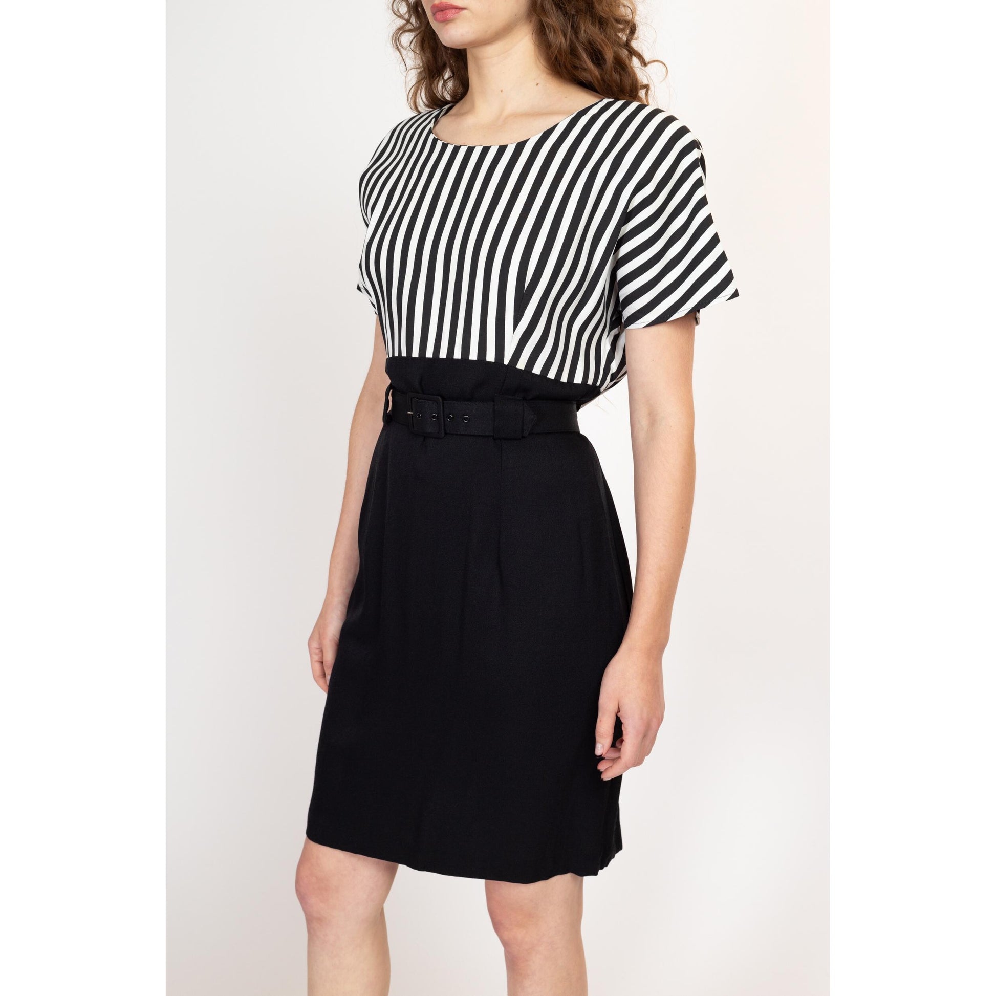 black mixed stripes short sleeve mini dress Farm Rio Black Colored Stripes Short Sleeve Mini Dress Mixed Stripes Short- Sleeve Bow Mini Dress