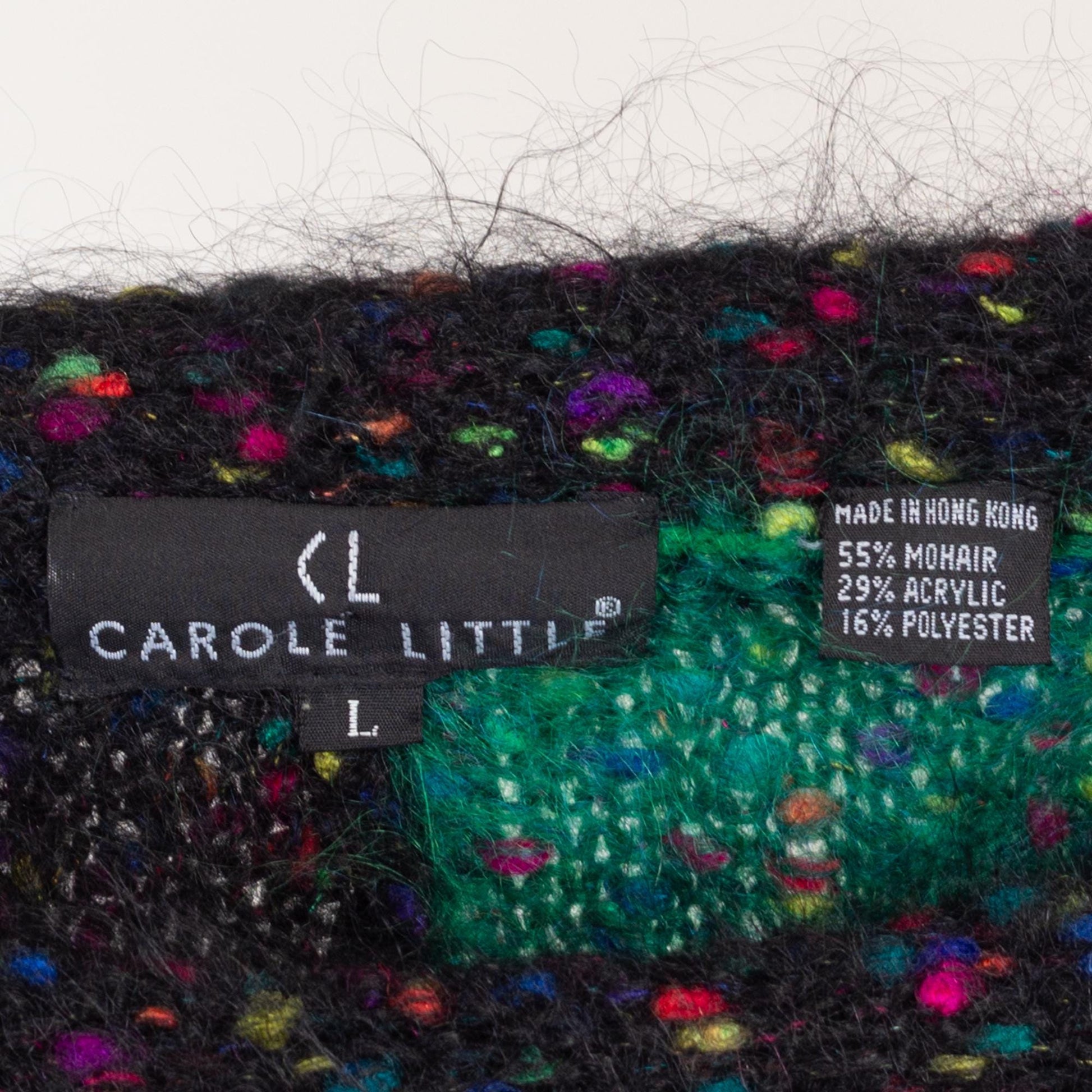 Large 90s Mohair Color Block Sweater | Vintage Fuzzy Knit Flecked Long Oversize Sweater