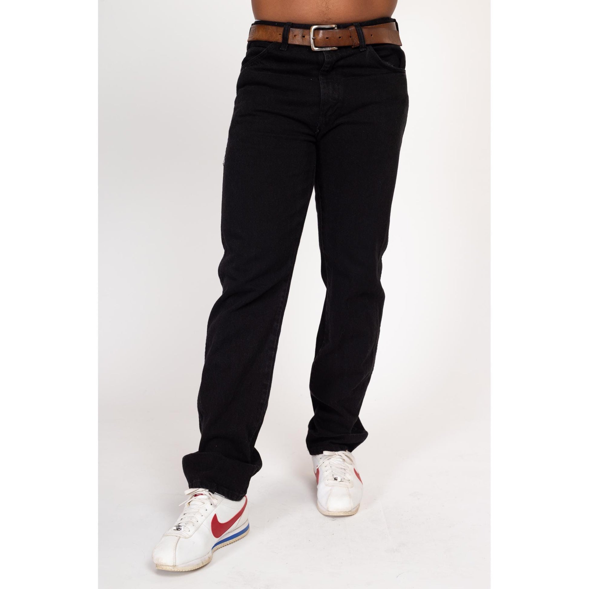 34x34 90s Black Straight Leg Jeans | Vintage Denim Menswear Dad Jeans