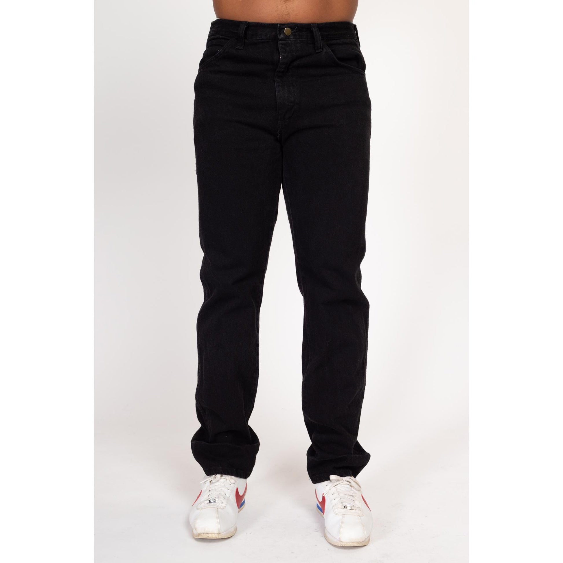 34x34 90s Black Straight Leg Jeans | Vintage Denim Menswear Dad Jeans