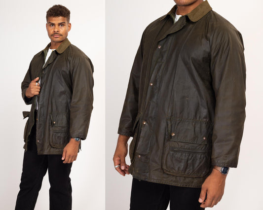 Medium 70s Abercrombie & Fitch Waxed Chore Coat | Vintage British Thorndale Wax Coated Cotton Field Jacket