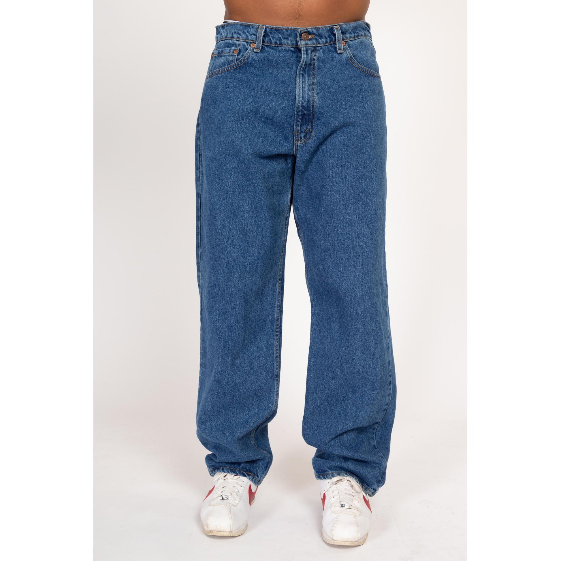 36x32 90s Levis 565 Loose Fit Jeans | Vintage Levi's Made In USA Dark Wash Denim Baggy Wide Leg Dad Jeans