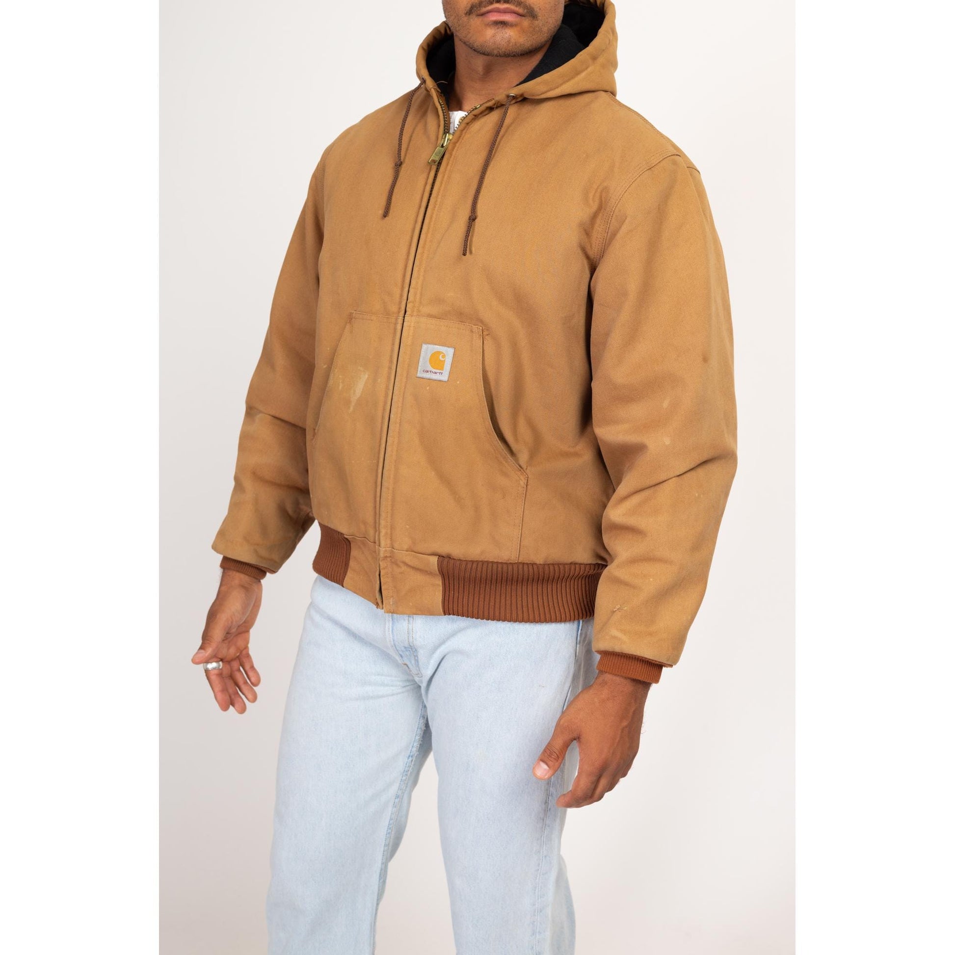 Large 90s Carhartt Tan Hooded Active Jacket – Flying Apple Vintage