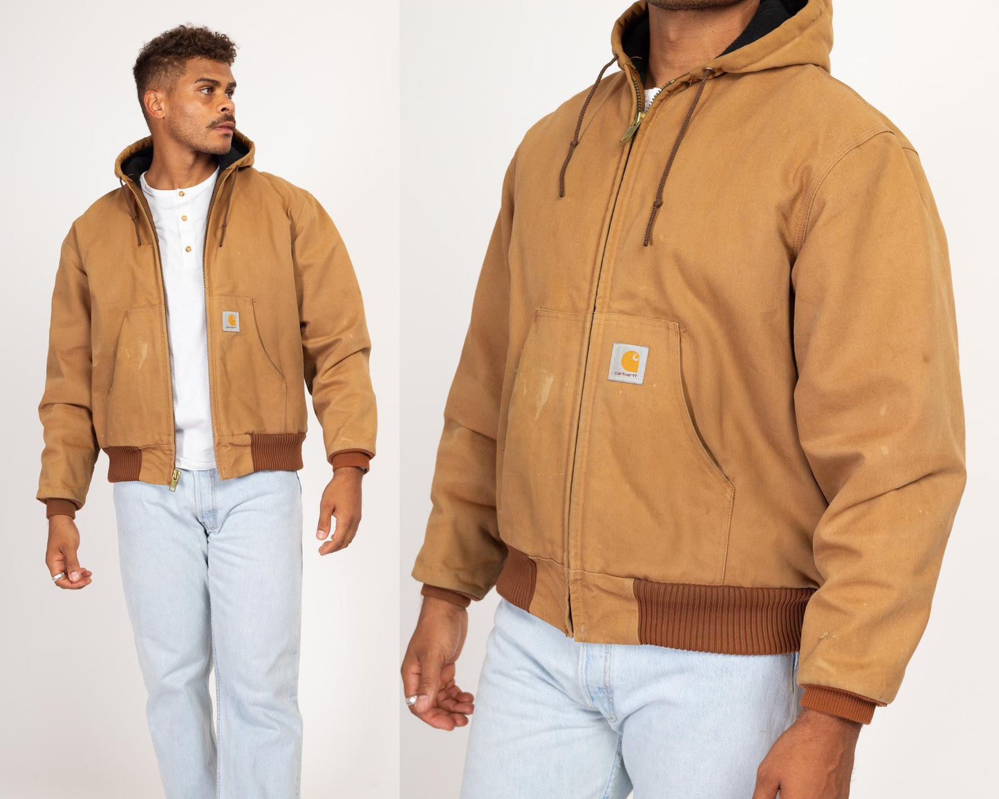 Large 90s Carhartt Tan Hooded Active Jacket – Flying Apple Vintage