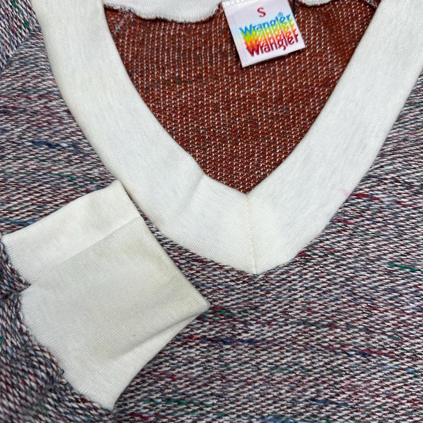 XS 80s Wrangler Space Dye Knit Sweater NWT | Vintage Long Sleeve V Neck Pullover Sweatshirt Top