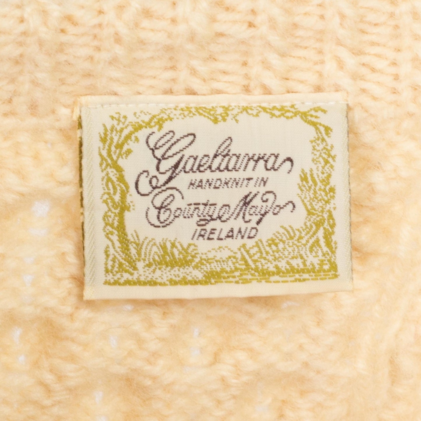 Large Vintage Irish Cable Knit Wool Fisherman Cardigan | 70s 80s Gaelterra Cream Chunky Knit Button Up Sweater