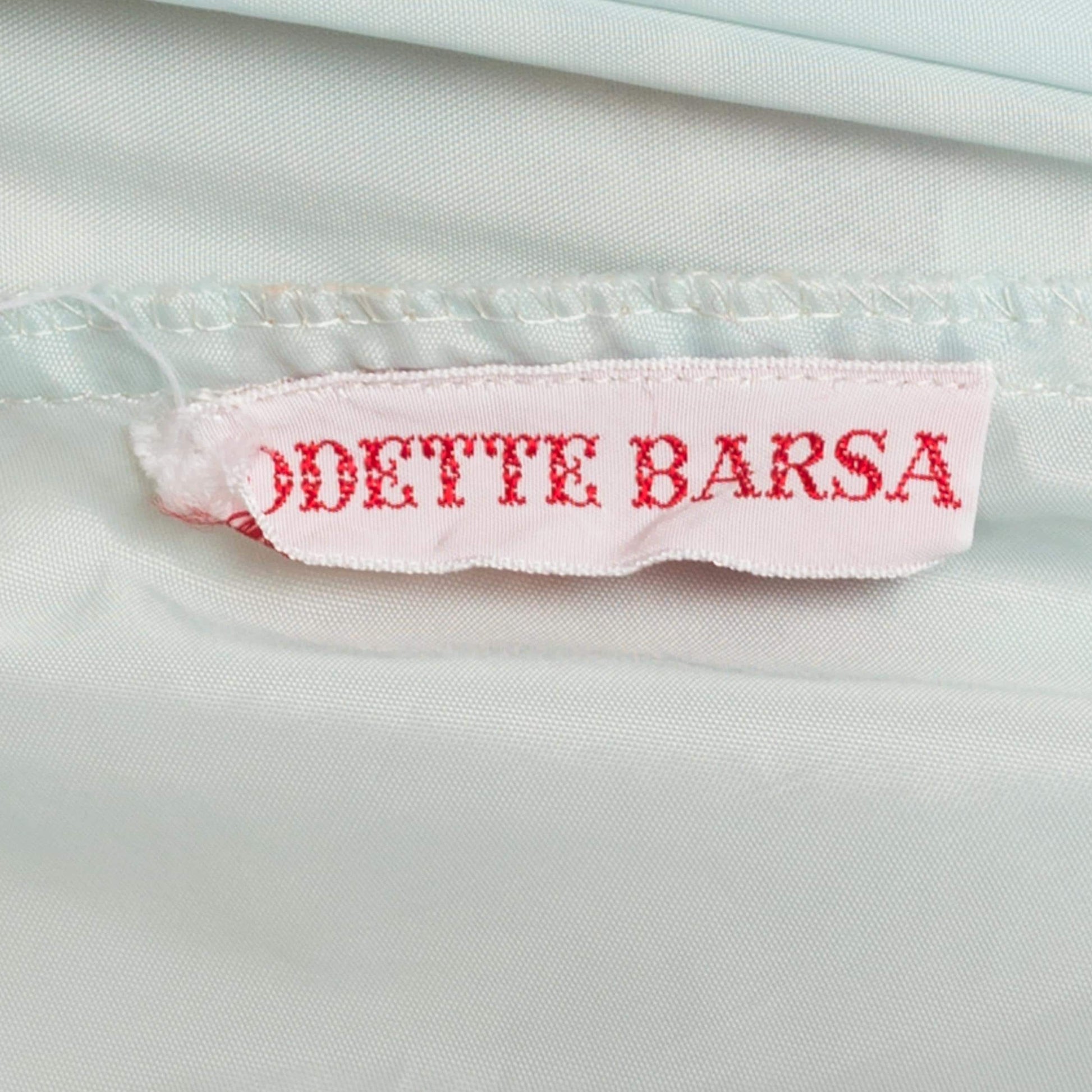 Medium 60s Blue & Ecru Lace Maxi Peignoir | Vintage Odette Barsa Ribbon Trim Dressing Gown