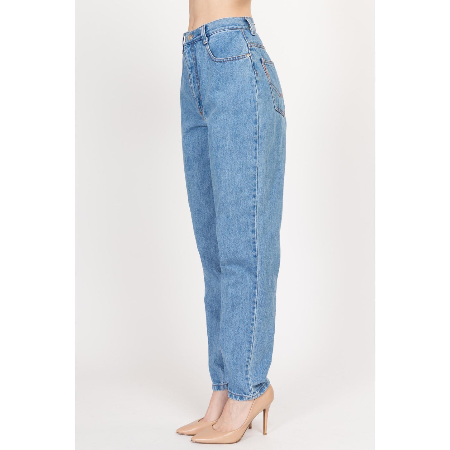 Small 80s Gitano High Waisted Mom Jeans 26" | Vintage Curvy Fit Light Wash Long Inseam Denim