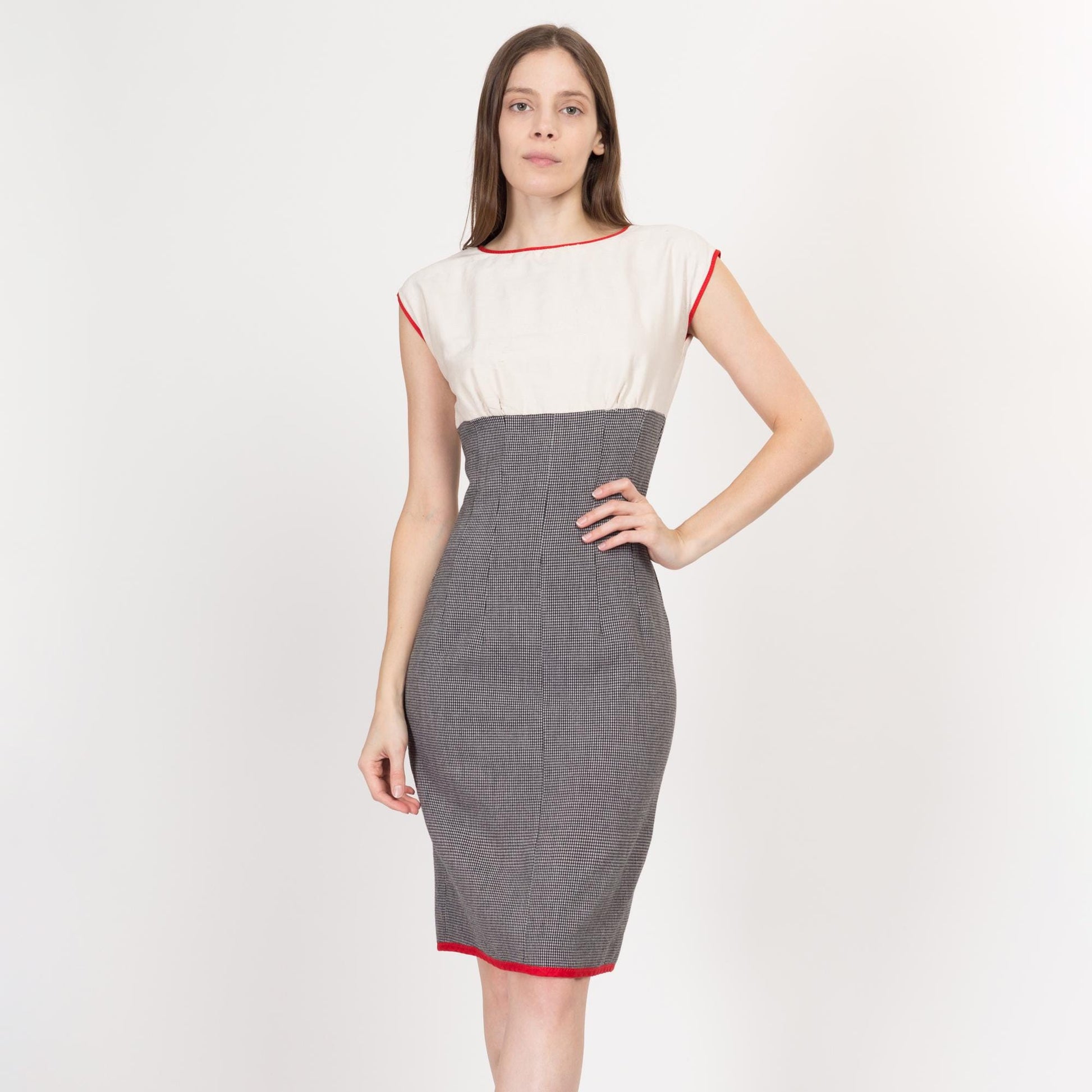Small 70s Retro Houndstooth Wiggle Dress Small 70s Retro Houndstooth Wiggle Dress