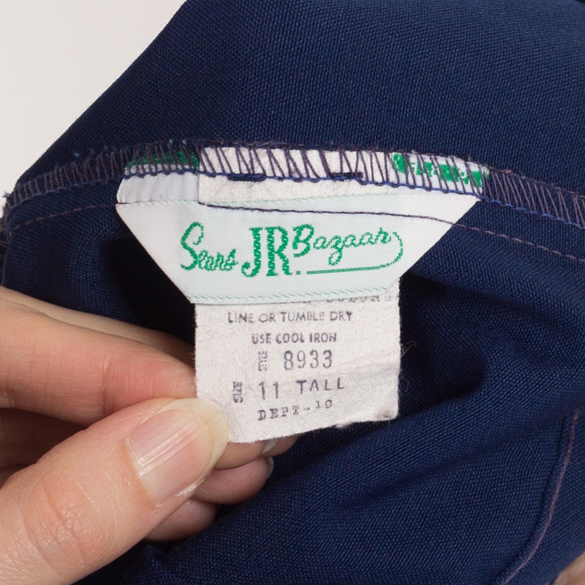 Small 70s Navy Blue High Waisted Trousers 25.75" | Vintage Pleated Kick Flare Pants
