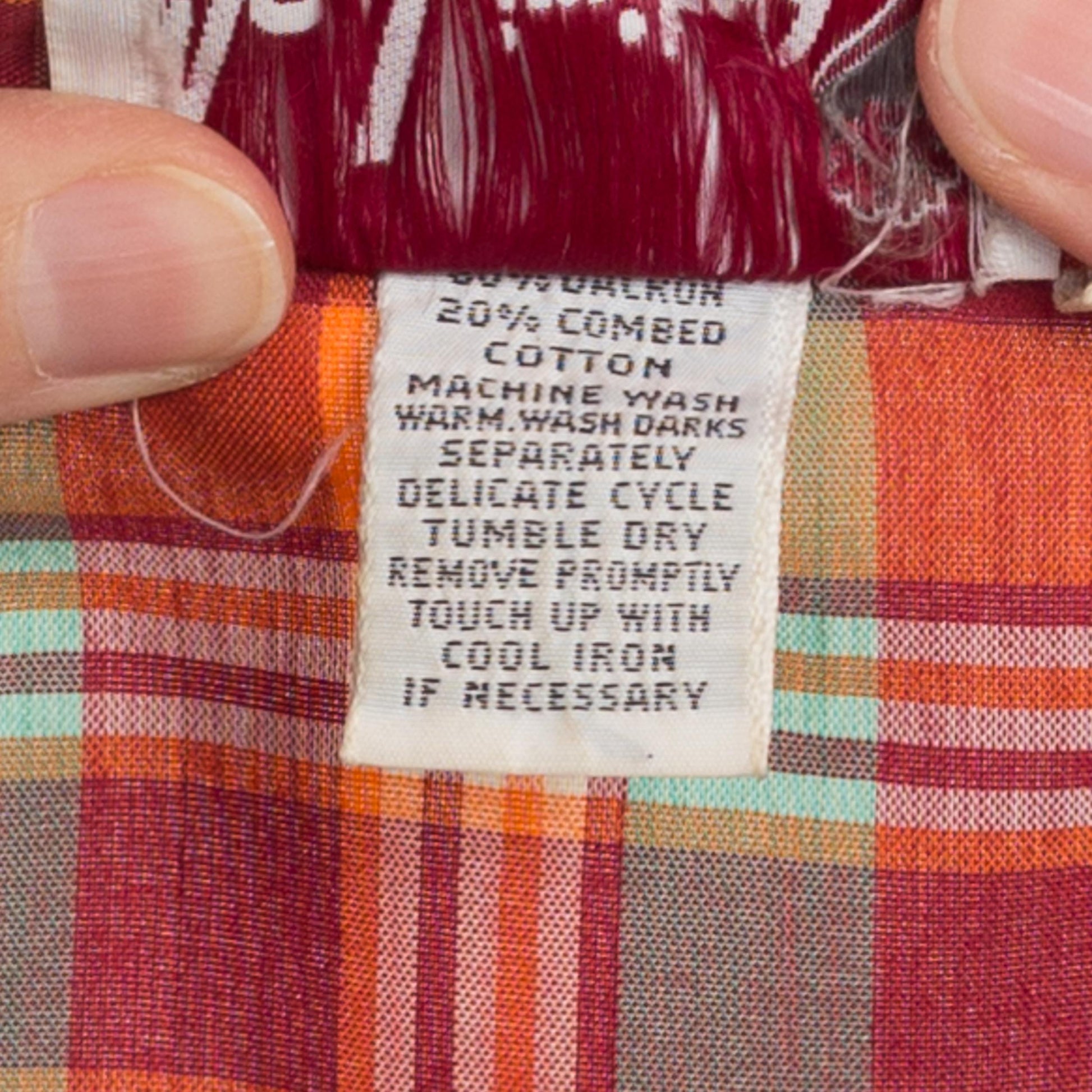 XXS-XS 70s Red Plaid Collared Shirt Petite | Vintage Western Long Sleeve Collared Top