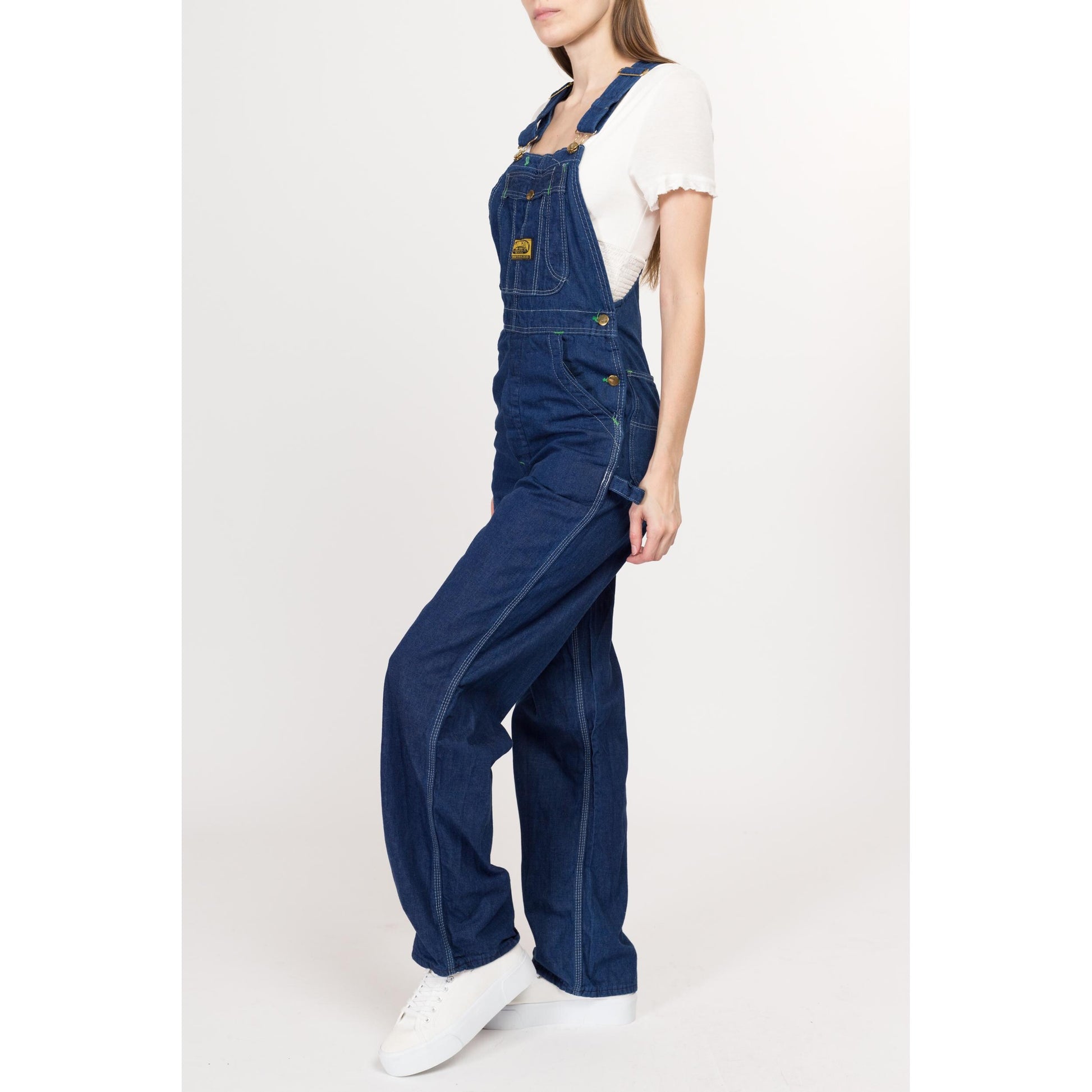XS 60s 70s Washington Dee Cee Dark Wash Denim Overalls | Vintage Cotton Bib Overall Pants Retro Dungarees