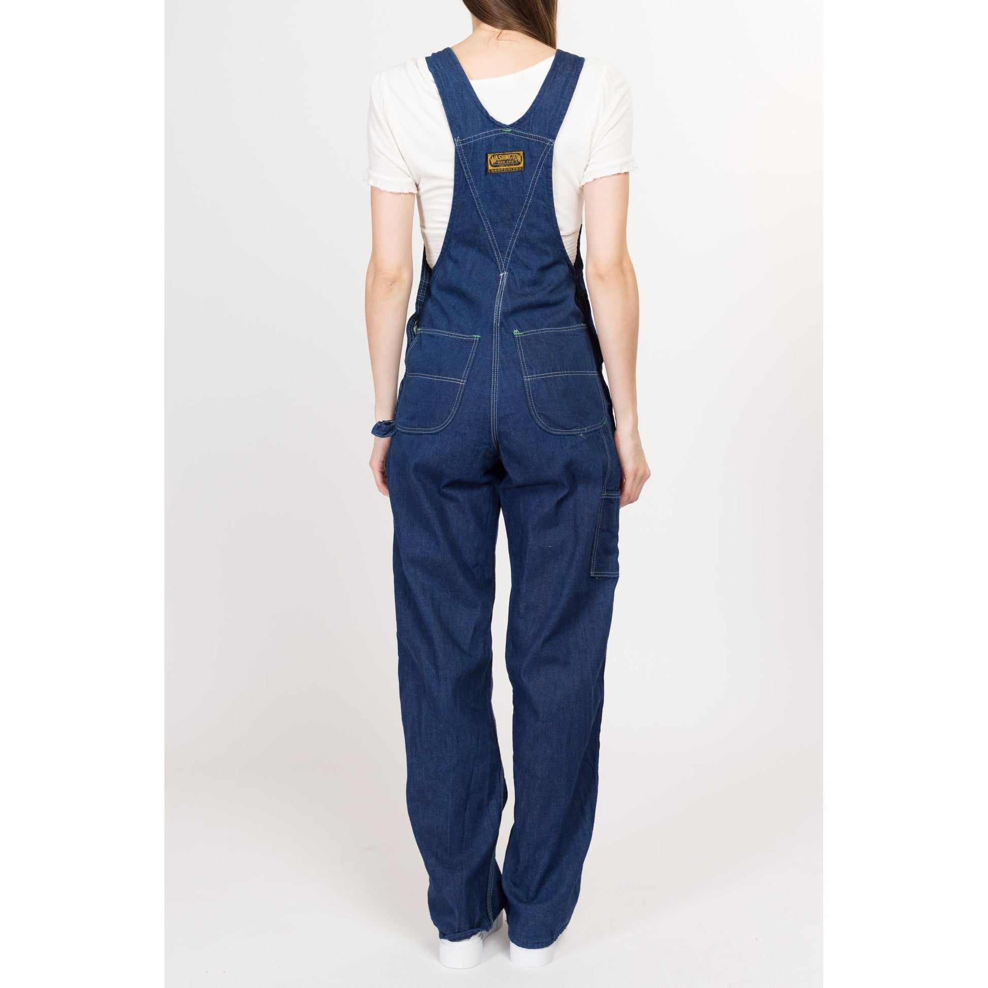 XS 60s 70s Washington Dee Cee Dark Wash Denim Overalls | Vintage Cotton Bib Overall Pants Retro Dungarees