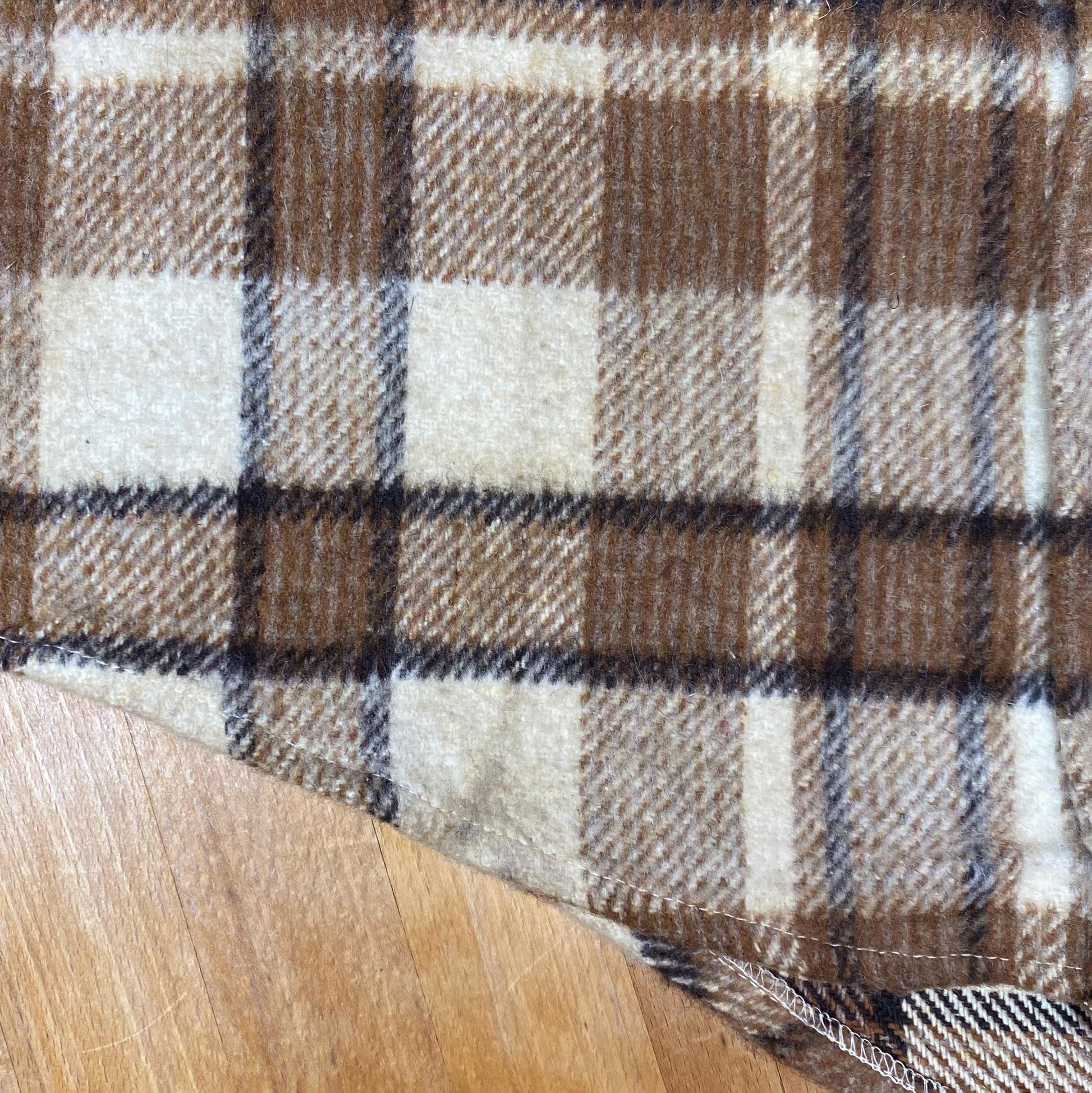Petite XS 70s CPO Brown Plaid Wool Blend Overshirt | Vintage Button Up Shacket Lumberjack Shirt