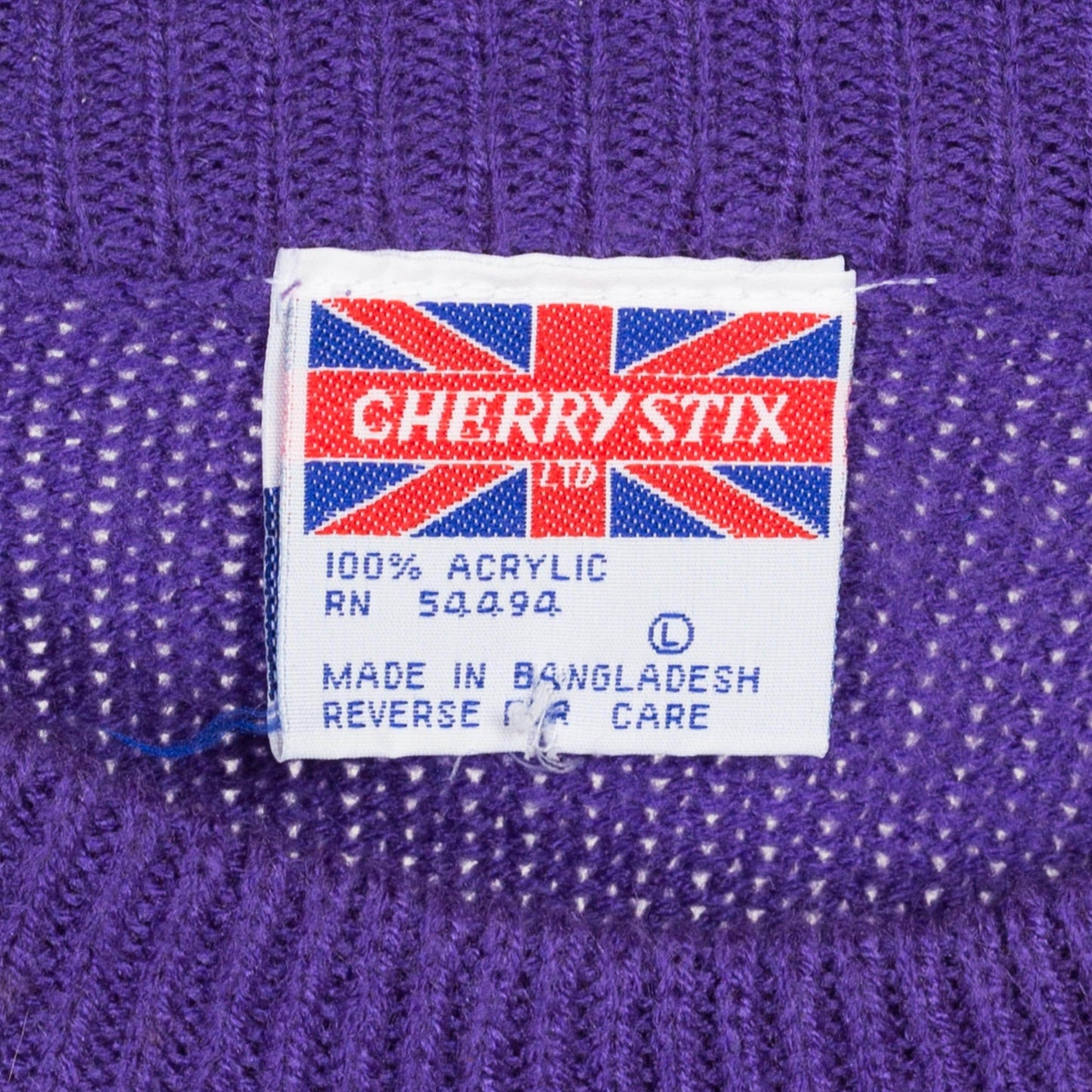 Large 80s Purple Mockneck Pocket Sweater | Vintage Plain Knit Slouchy Pullover