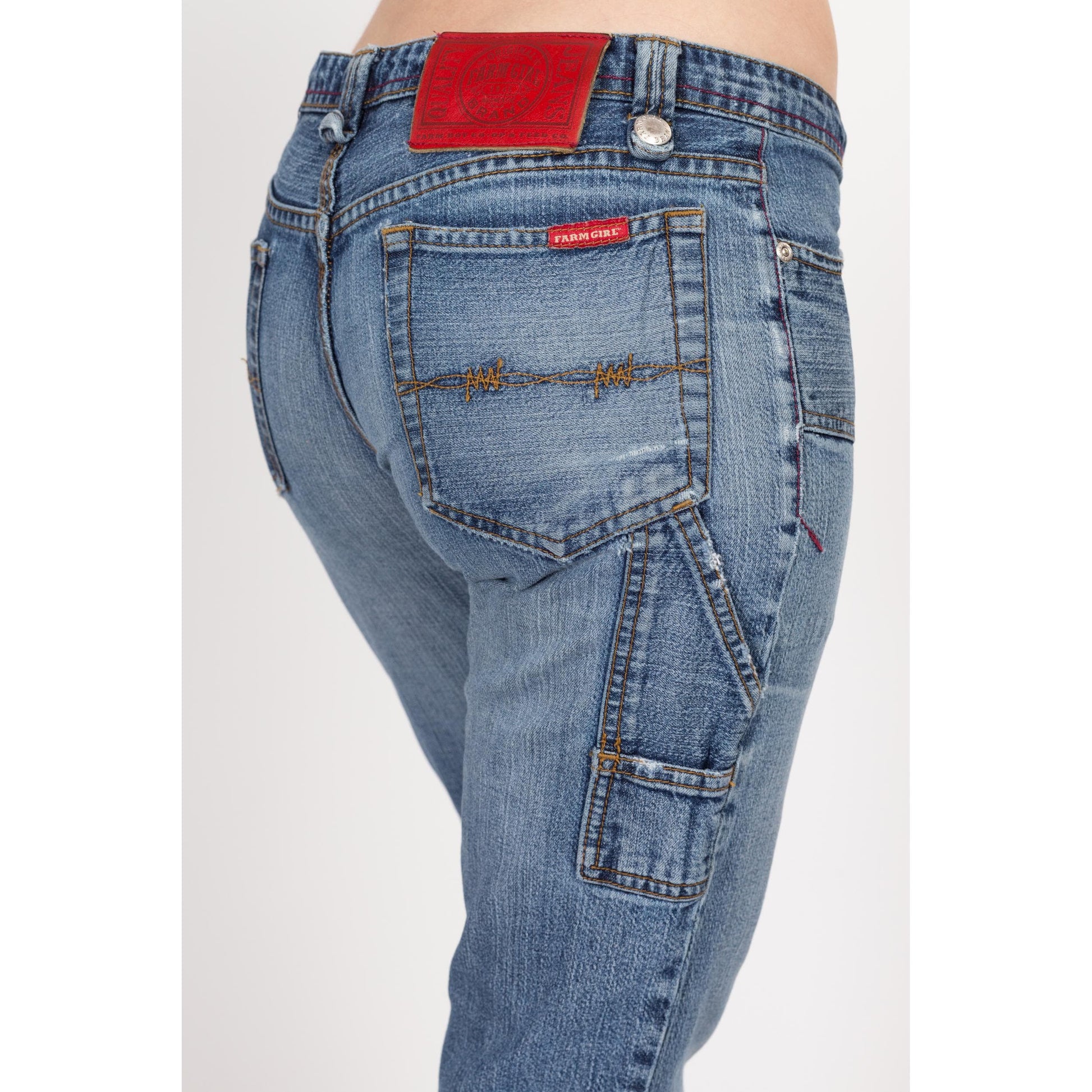 XS Y2K Low Rise Cargo Skinny Jeans | Vintage 2000s Stretch Denim Ankle Length Jeans