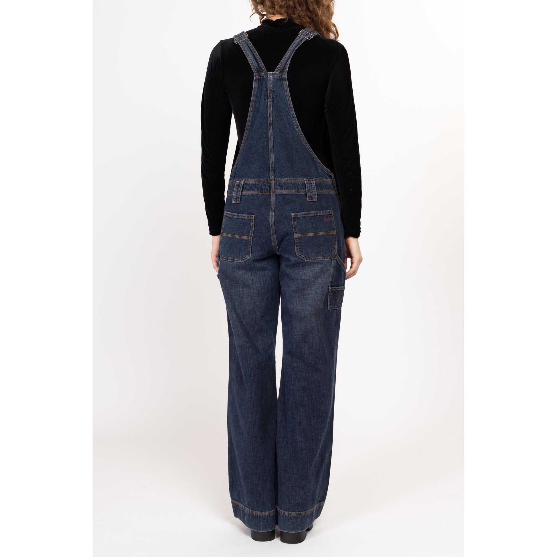Medium Y2K Esprit Straight Leg Carpenter Overalls | Vintage Dark Wash Denim Overall Pants Dungarees