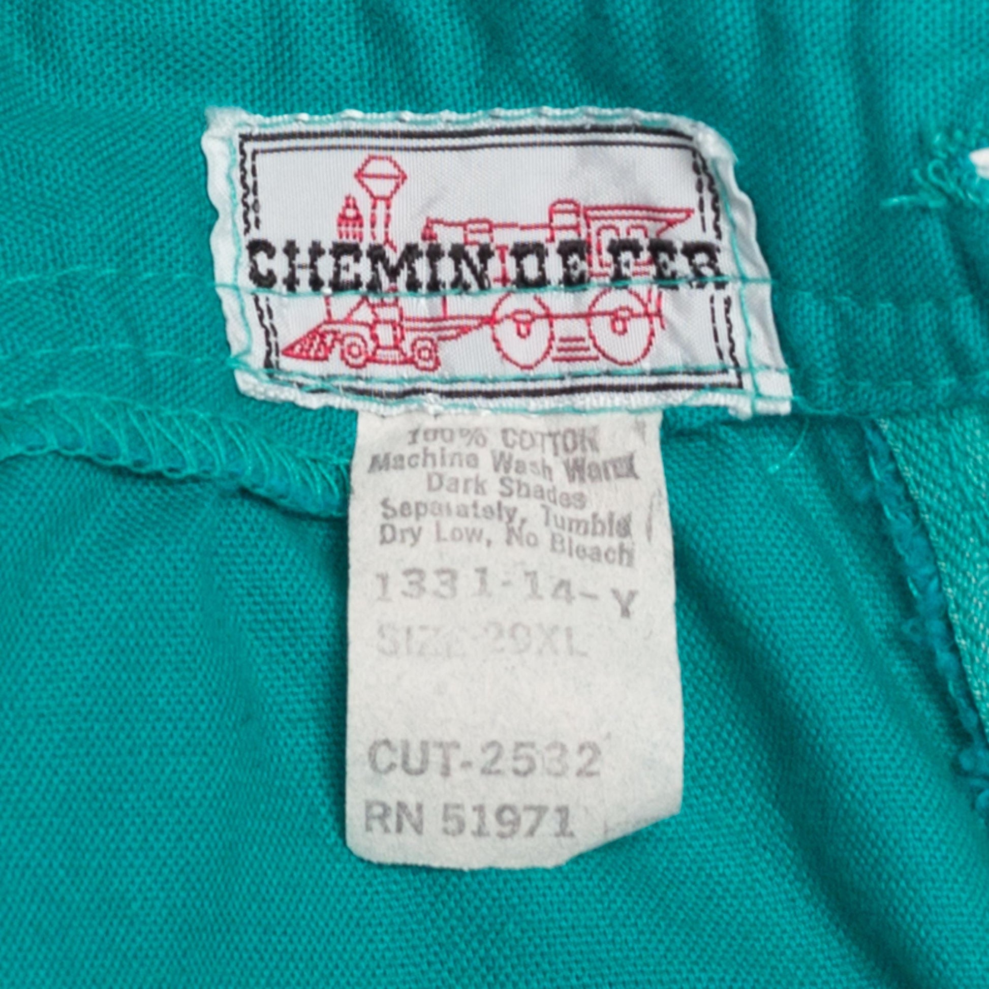 Petite XS 70s Chemin De Fer Teal Overall Shorts | Retro Vintage Cotton Romper Shortalls