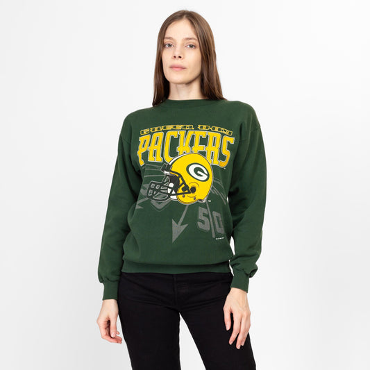 Medium 90s Green Bay Packers Sweatshirt | Vintage NFL Football Graphic Crewneck Pullover