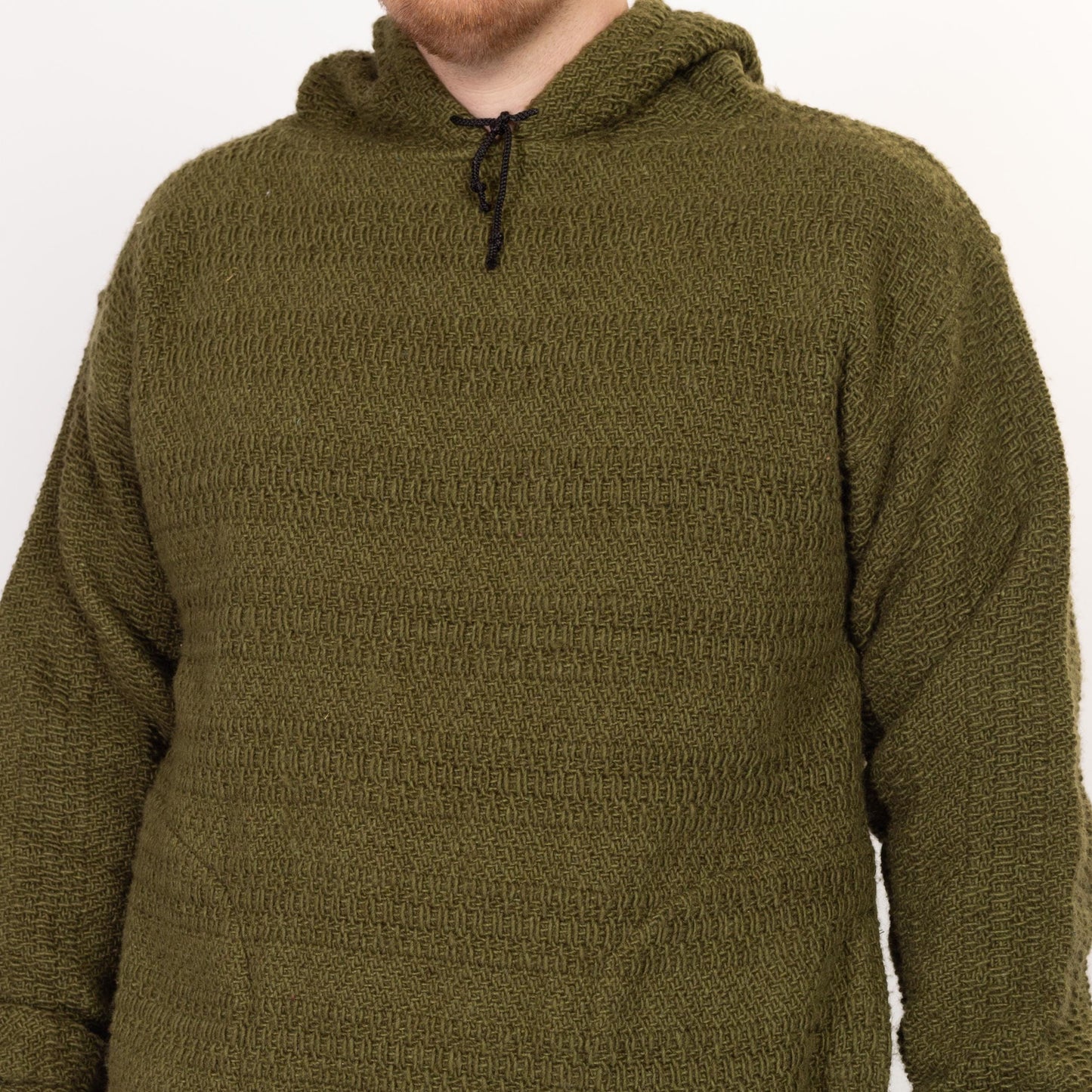 XL 90s Earth Ragz Olive Green Knit Baja Hoodie | Vintage Hooded Drug Rug Sweater