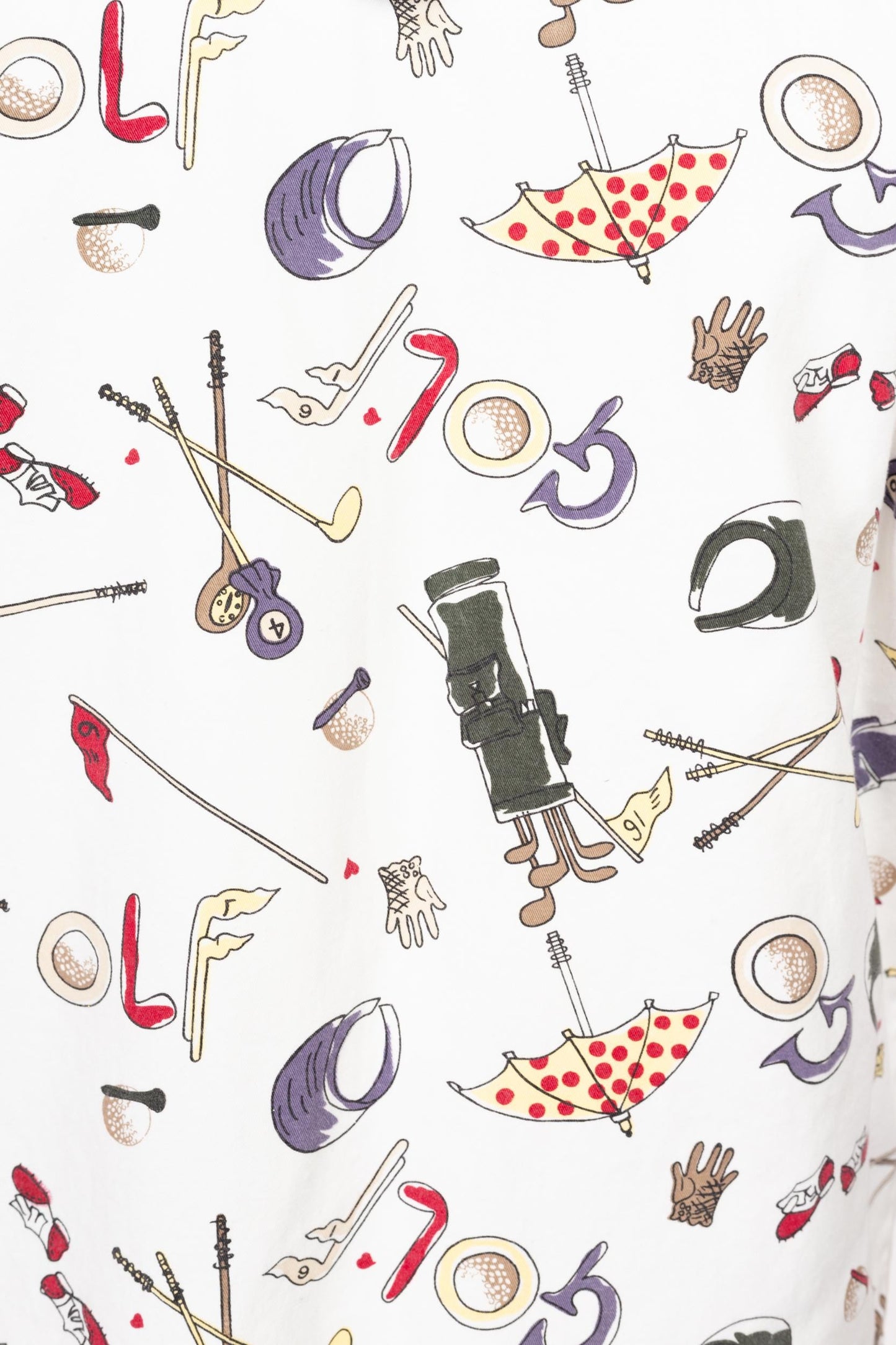 Medium 90s Golf Motif All Over Print Hoodie | Vintage Cotton Novelty Lightweight Hooded Jacket