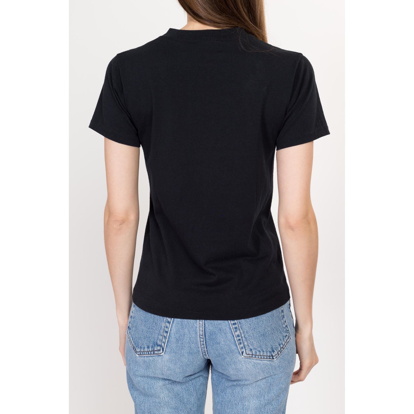 XS-Sm 90s Black Jack-O-Lantern Painted Tee | Vintage Halloween Graphic T Shirt