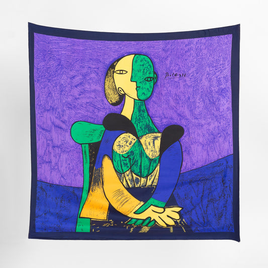 Vintage 80s Picasso Art Print Large Square Scarf 34"