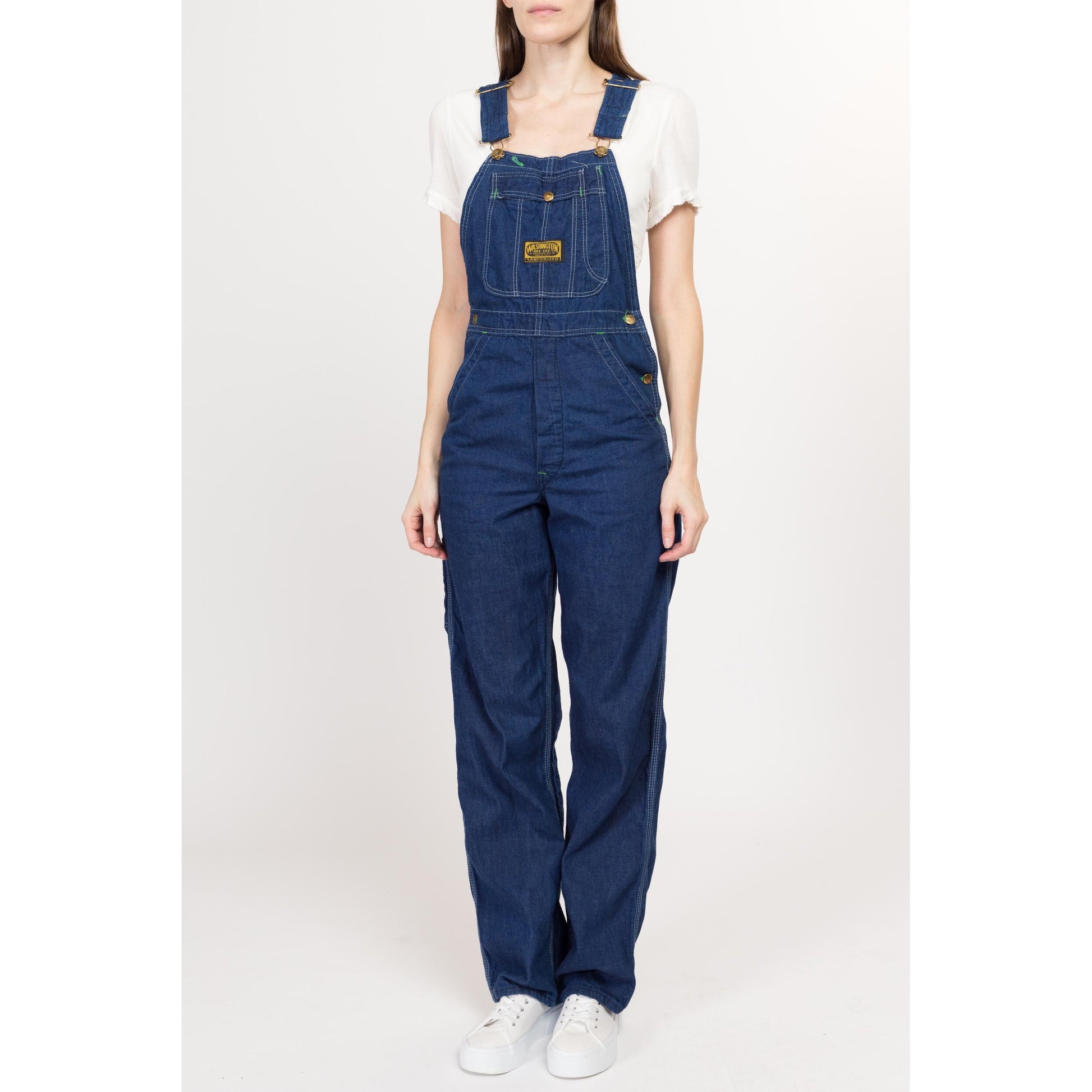 XS 60s 70s Washington Dee Cee Dark Wash Denim Overalls | Vintage Cotton Bib Overall Pants Retro Dungarees