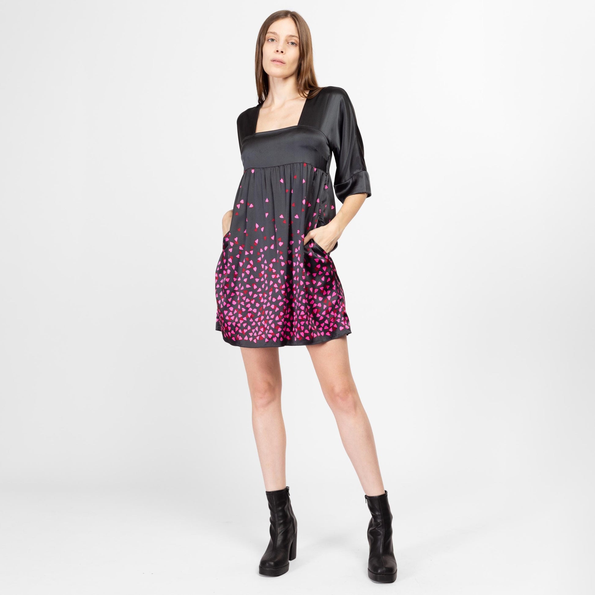 XS DKNY Silk Falling Hearts Babydoll Dress XS DKNY Silk Falling Hearts Babydoll Dress