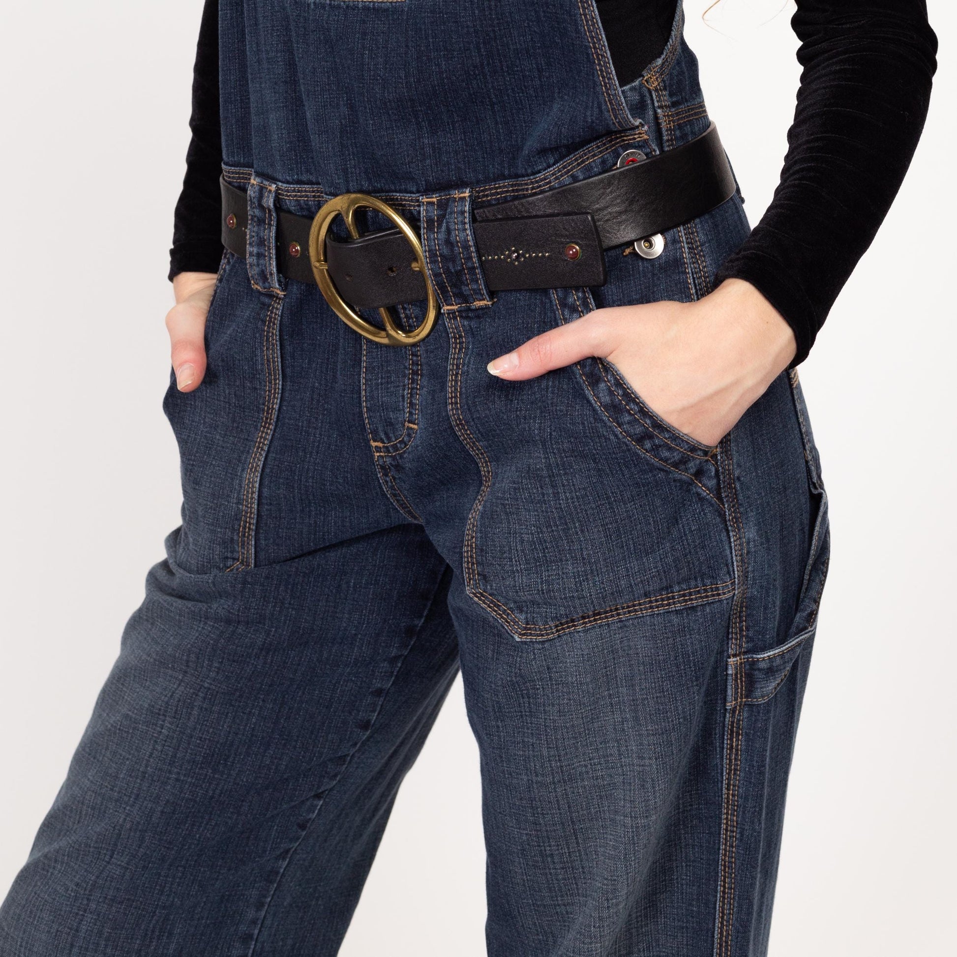 Medium Y2K Esprit Straight Leg Carpenter Overalls | Vintage Dark Wash Denim Overall Pants Dungarees
