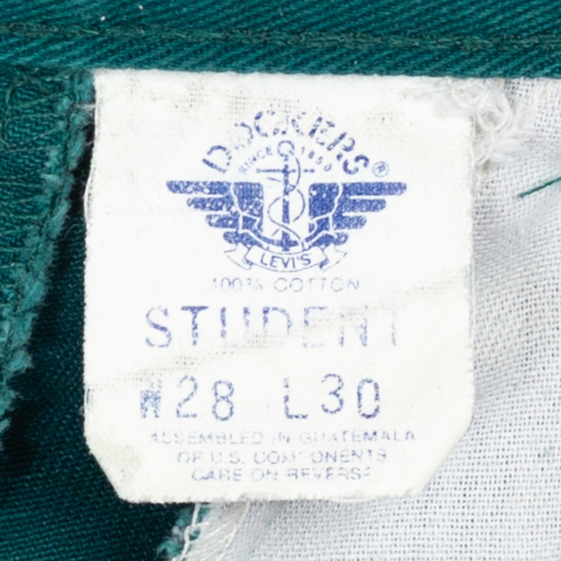 Petite Medium 90s Dockers Faded Teal Cotton High Waisted Pants 28" | Vintage Distressed Pleated Tapered Leg Casual Trousers