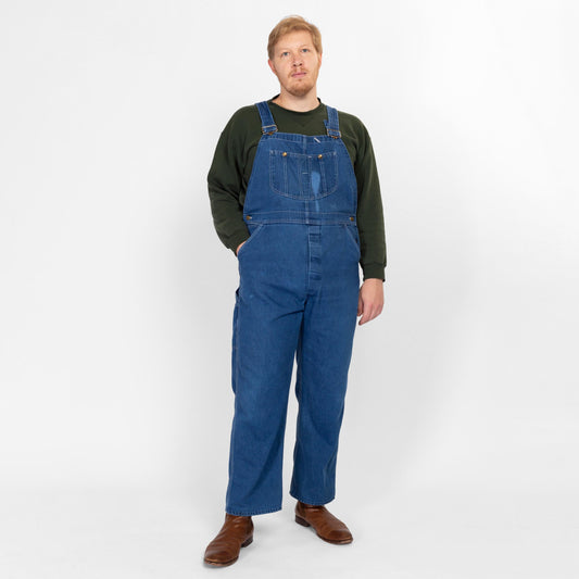 XL 70s 80s Sears Medium Wash Denim Overalls | Vintage Bib Overall Pants Workwear Dungarees