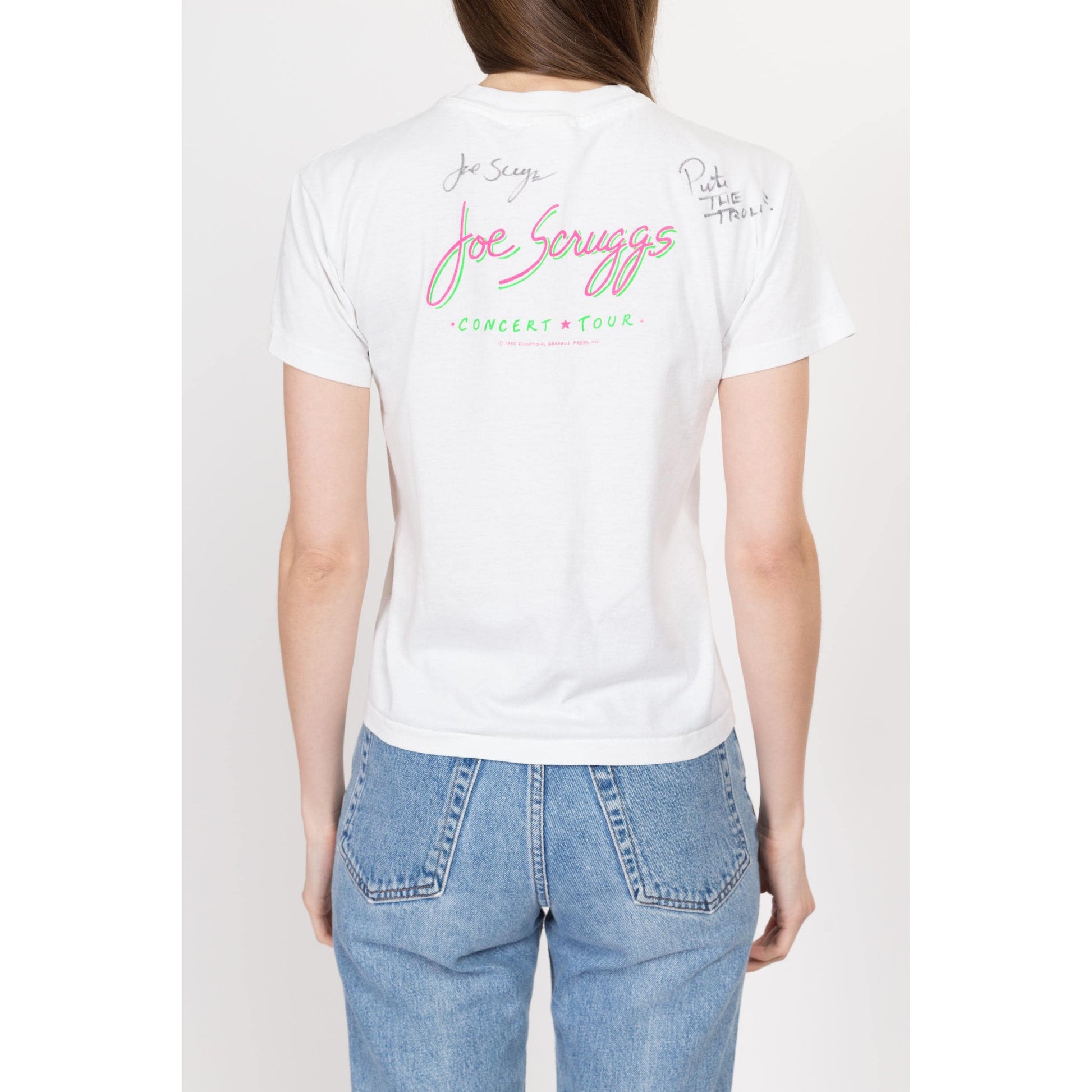 XS 90s "Nanny Nanny Boo Boo" Joe Scruggs Autographed T Shirt | Vintage Kids Music Cartoon Signed Graphic Concert Tee