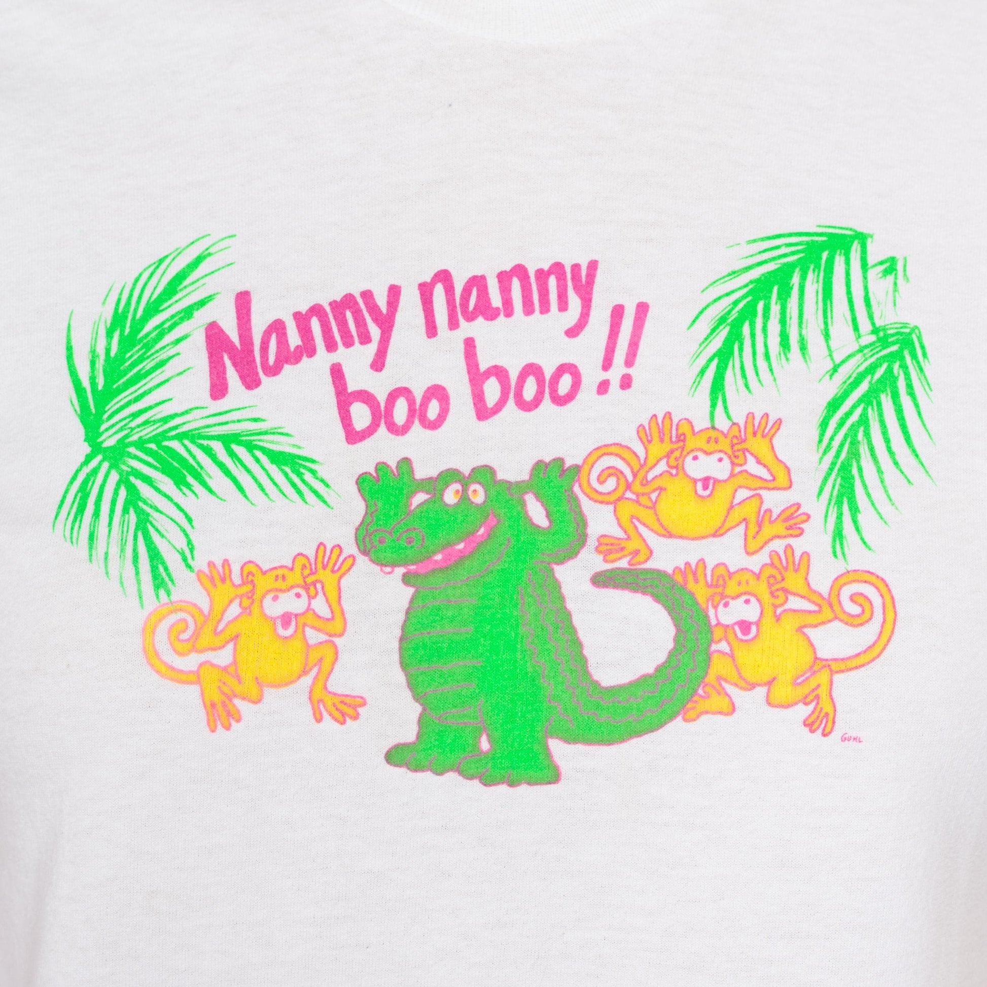 XS 90s "Nanny Nanny Boo Boo" Joe Scruggs Autographed T Shirt | Vintage Kids Music Cartoon Signed Graphic Concert Tee