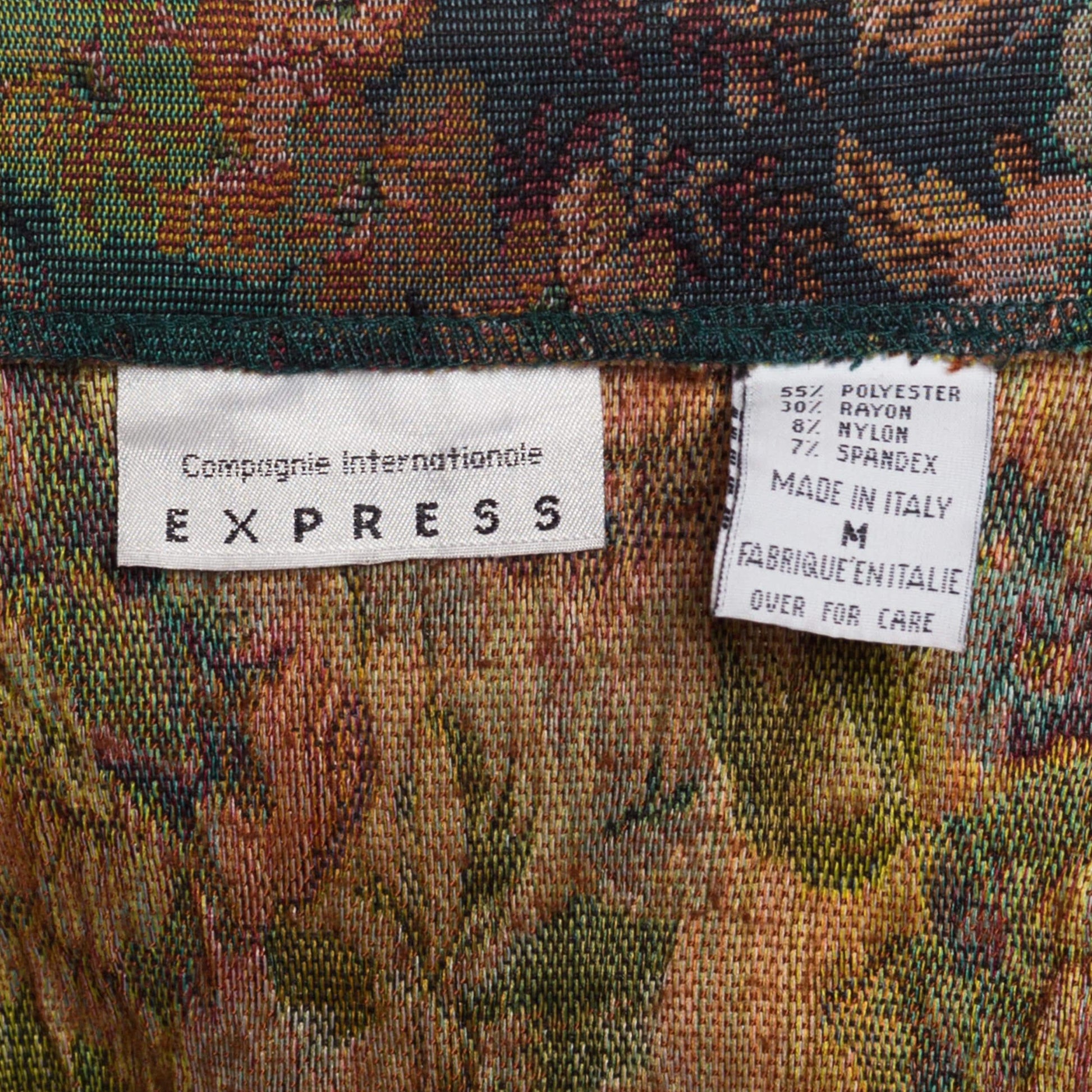 Sm-Med 90s Floral Tapestry Mini Pencil Skirt | Vintage Express High Waisted Stretchy Fitted Miniskirt