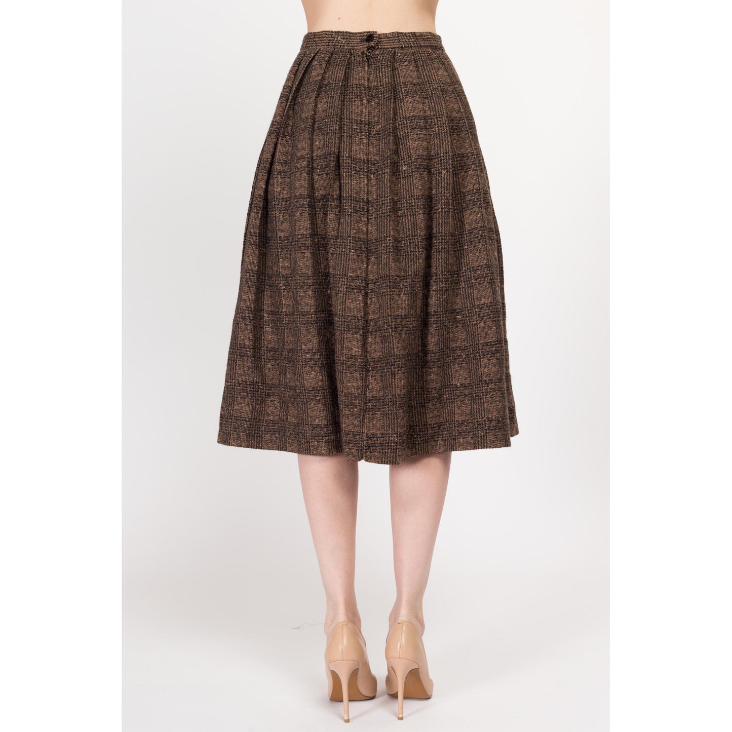 Small 1940s Black & Brown Plaid Skirt Suit Set | Vintage 40s 50s Matching Two Piece Wool Cropped Blazer Outfit