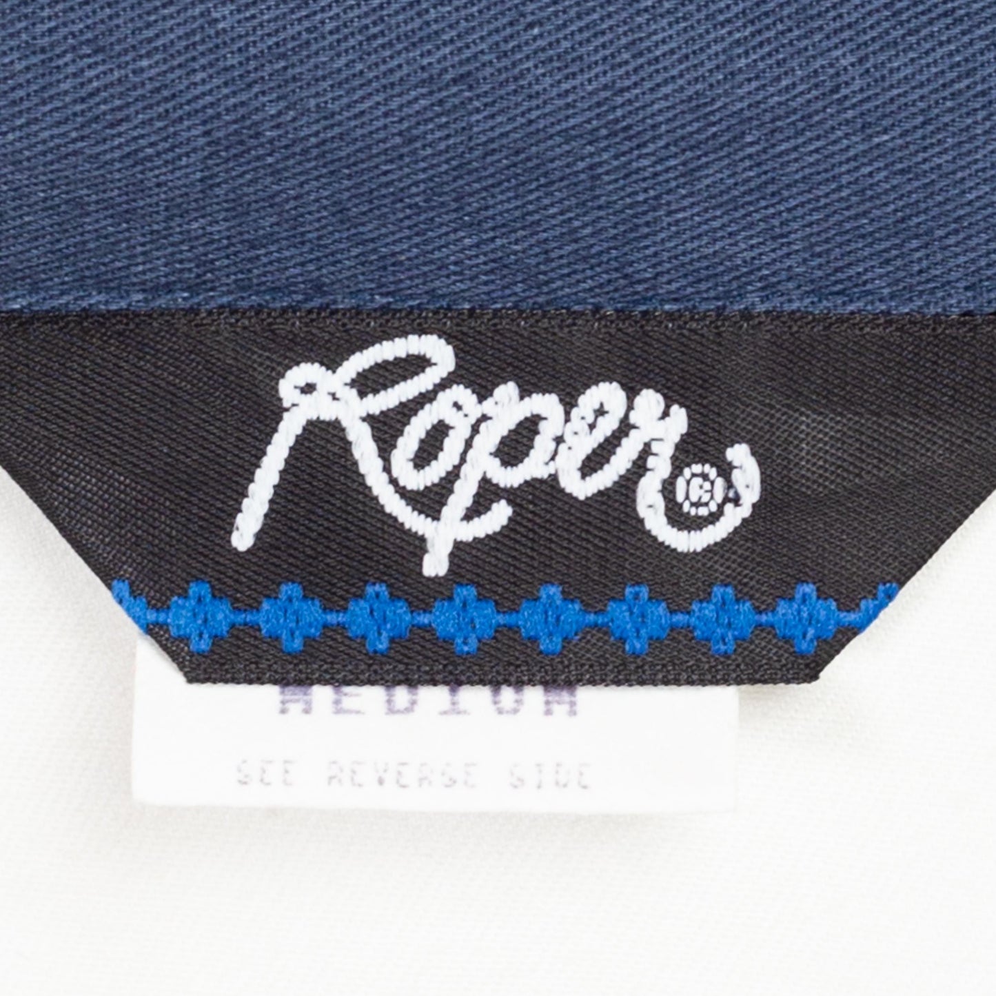 Medium 90s Roper Southwestern Concho Shirt | Vintage White Blue Western Print Long Sleeve Button Up Top