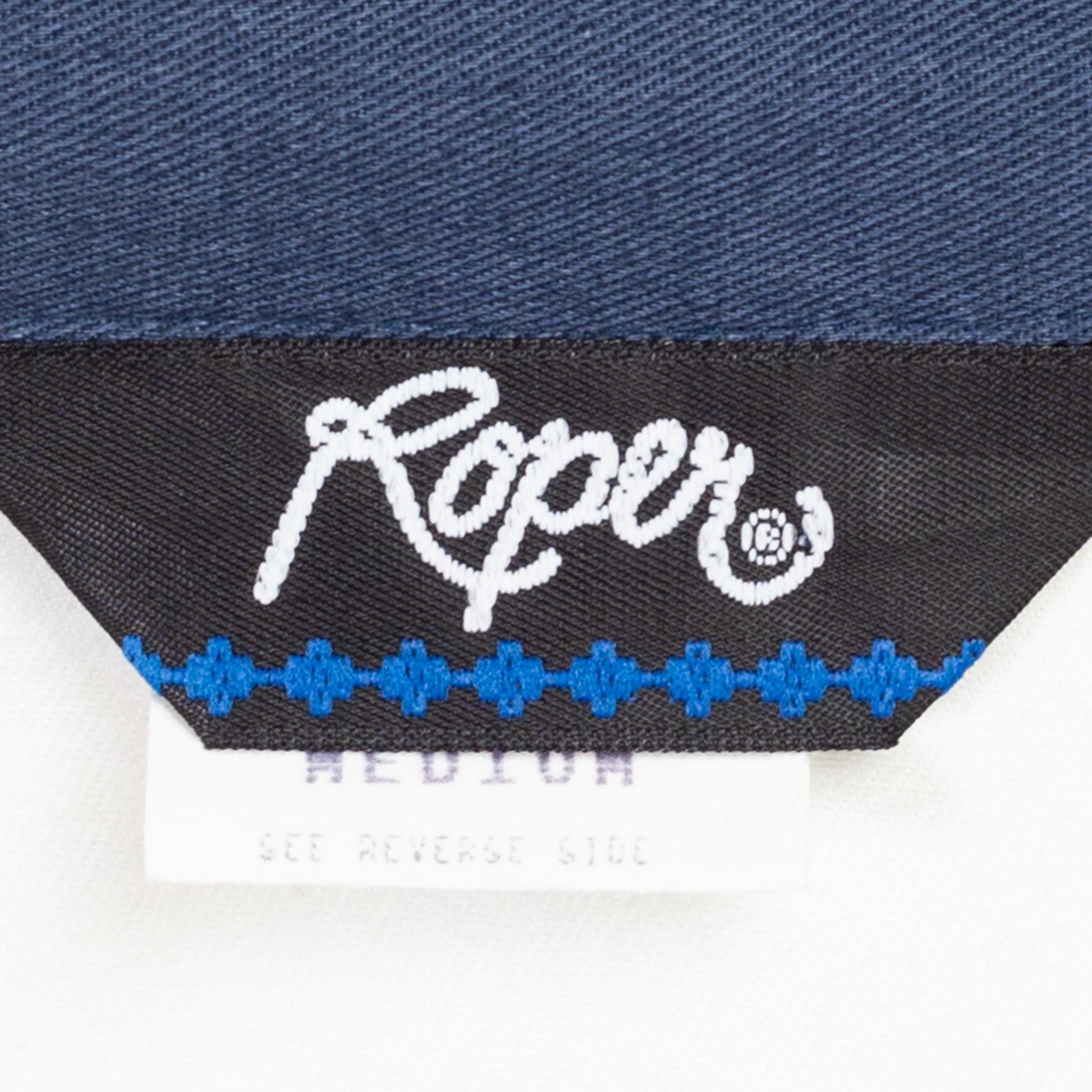 Medium 90s Roper Southwestern Concho Shirt | Vintage White Blue Western Print Long Sleeve Button Up Top