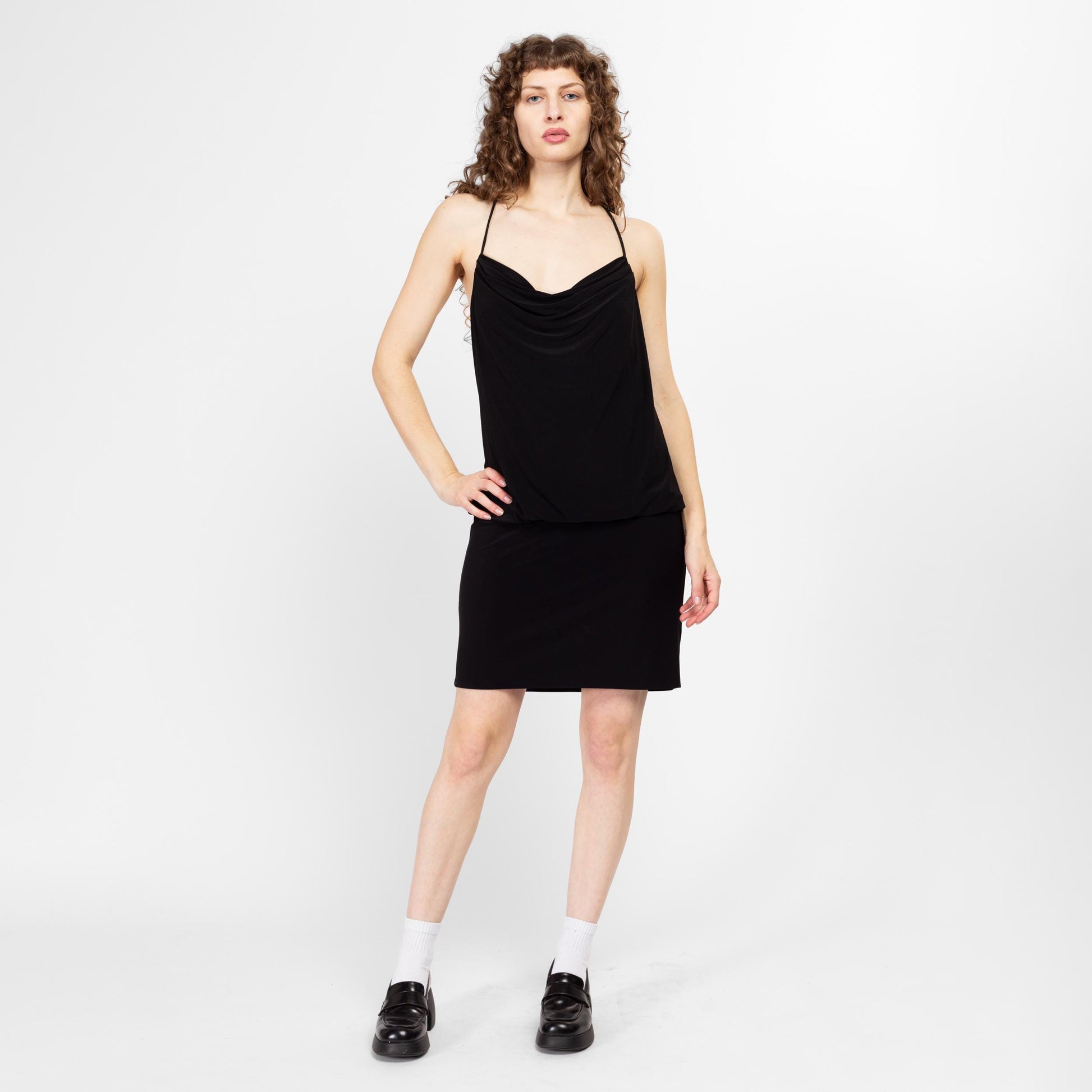 Large Y2K Cache Black Blouson Mini Dress Flying Apple Vintage Large Y2K Cache Black Blouson Mini Dress Flying Apple Vintage