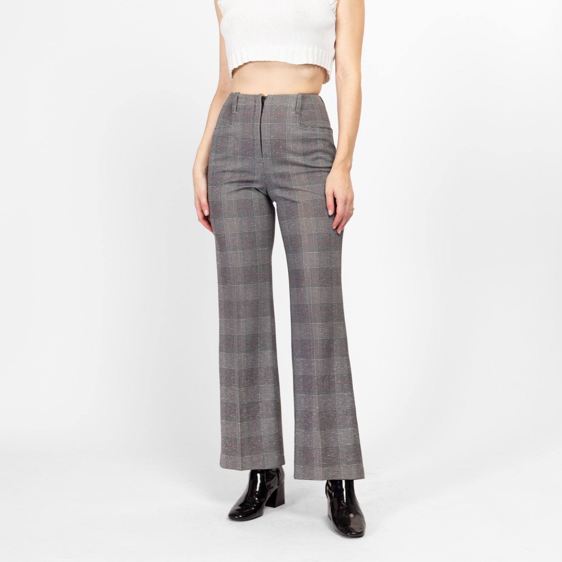 Flare Pants High Waisted Plaid Dress Pants Womens Dress Pants