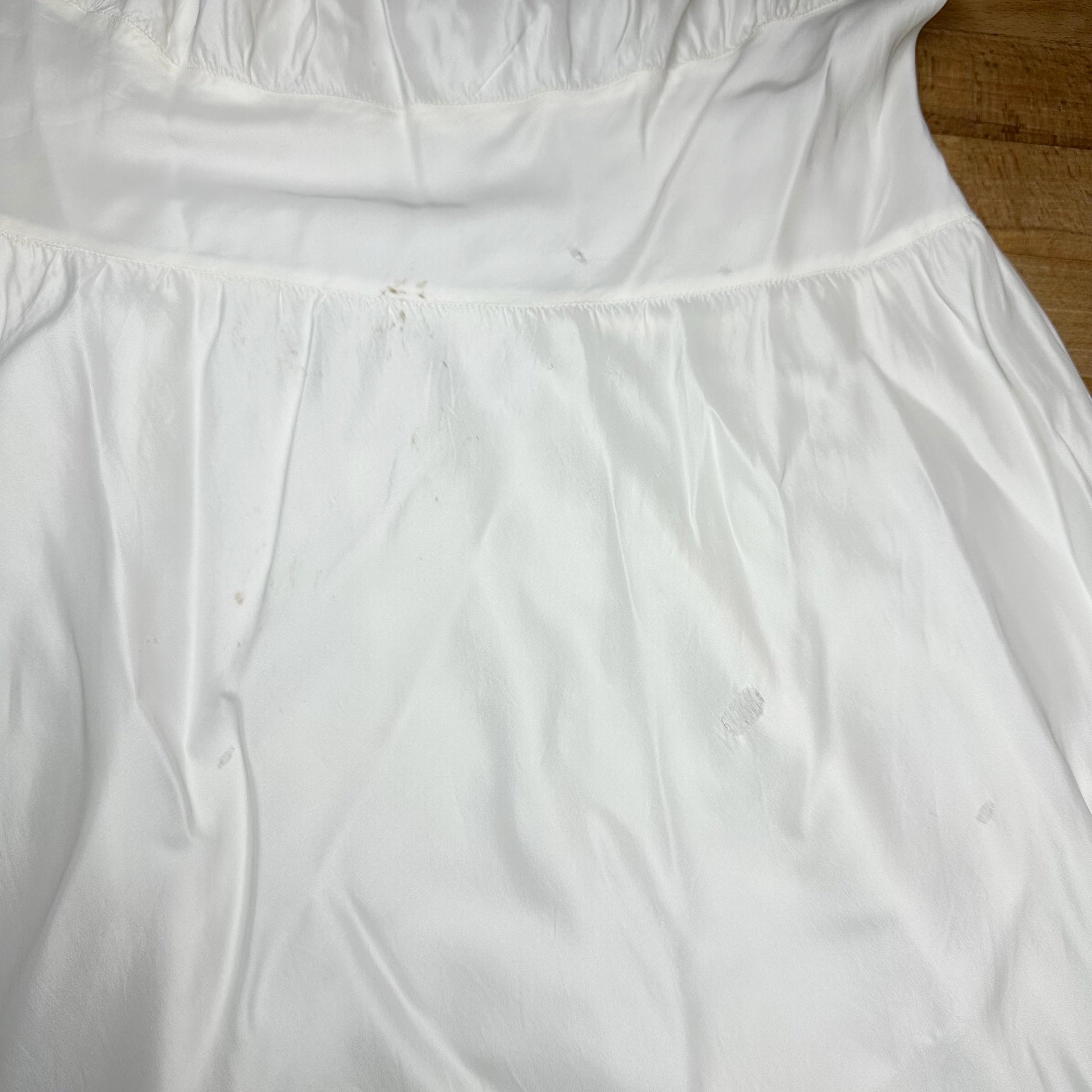 Medium 1950s White Shelf Bust Nightgown Maxi Dress | Vintage 50s Scoop Neck Sheer Lace Trim Lingerie Dress