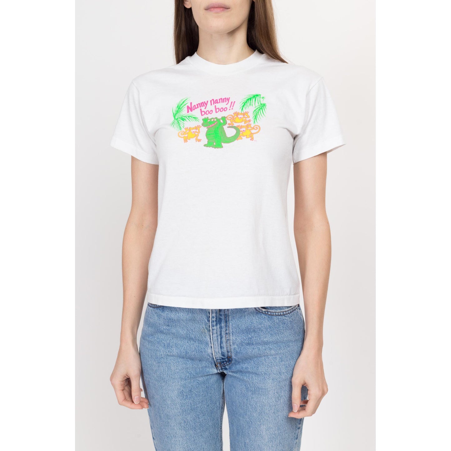 XS 90s "Nanny Nanny Boo Boo" Joe Scruggs Autographed T Shirt | Vintage Kids Music Cartoon Signed Graphic Concert Tee