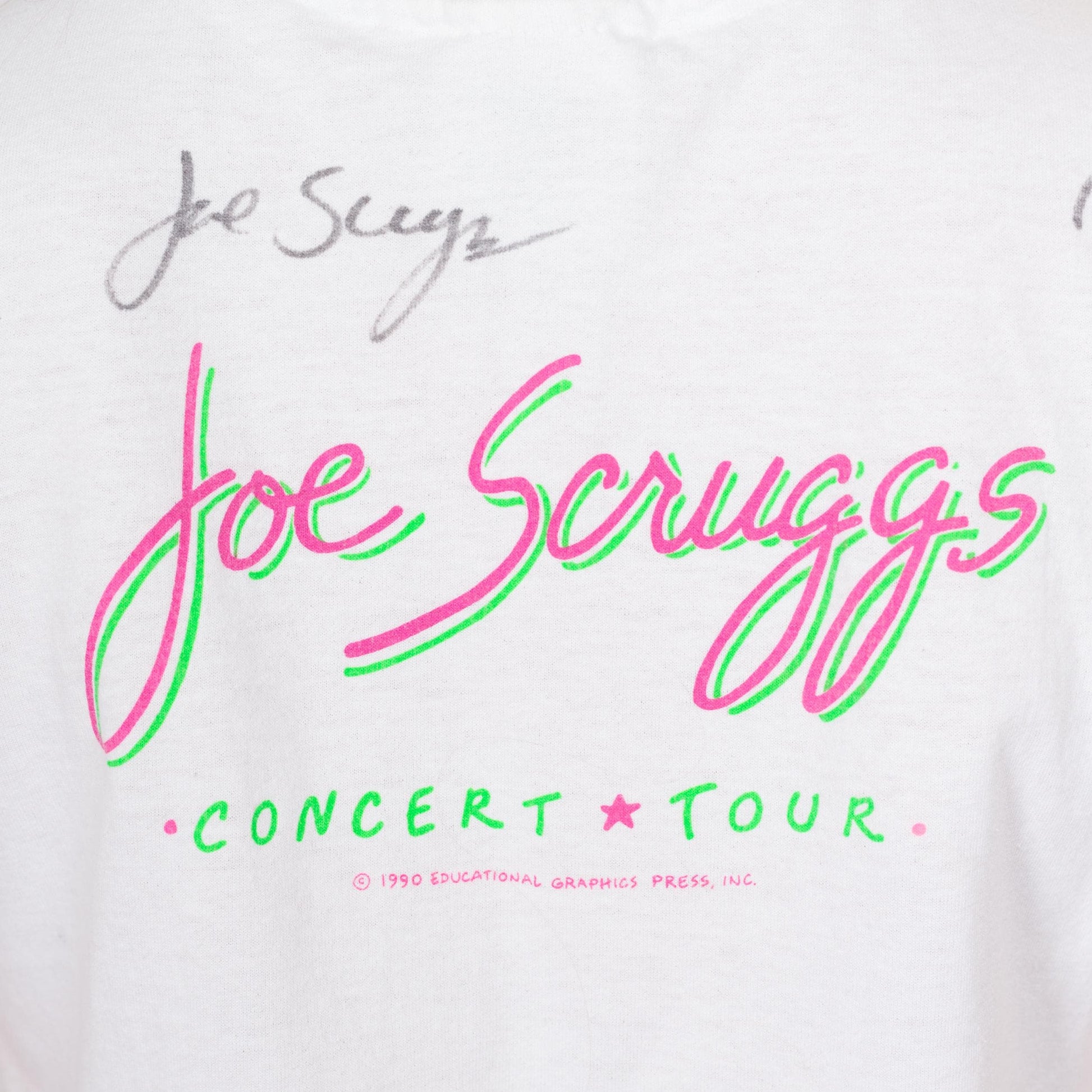 XS 90s "Nanny Nanny Boo Boo" Joe Scruggs Autographed T Shirt | Vintage Kids Music Cartoon Signed Graphic Concert Tee