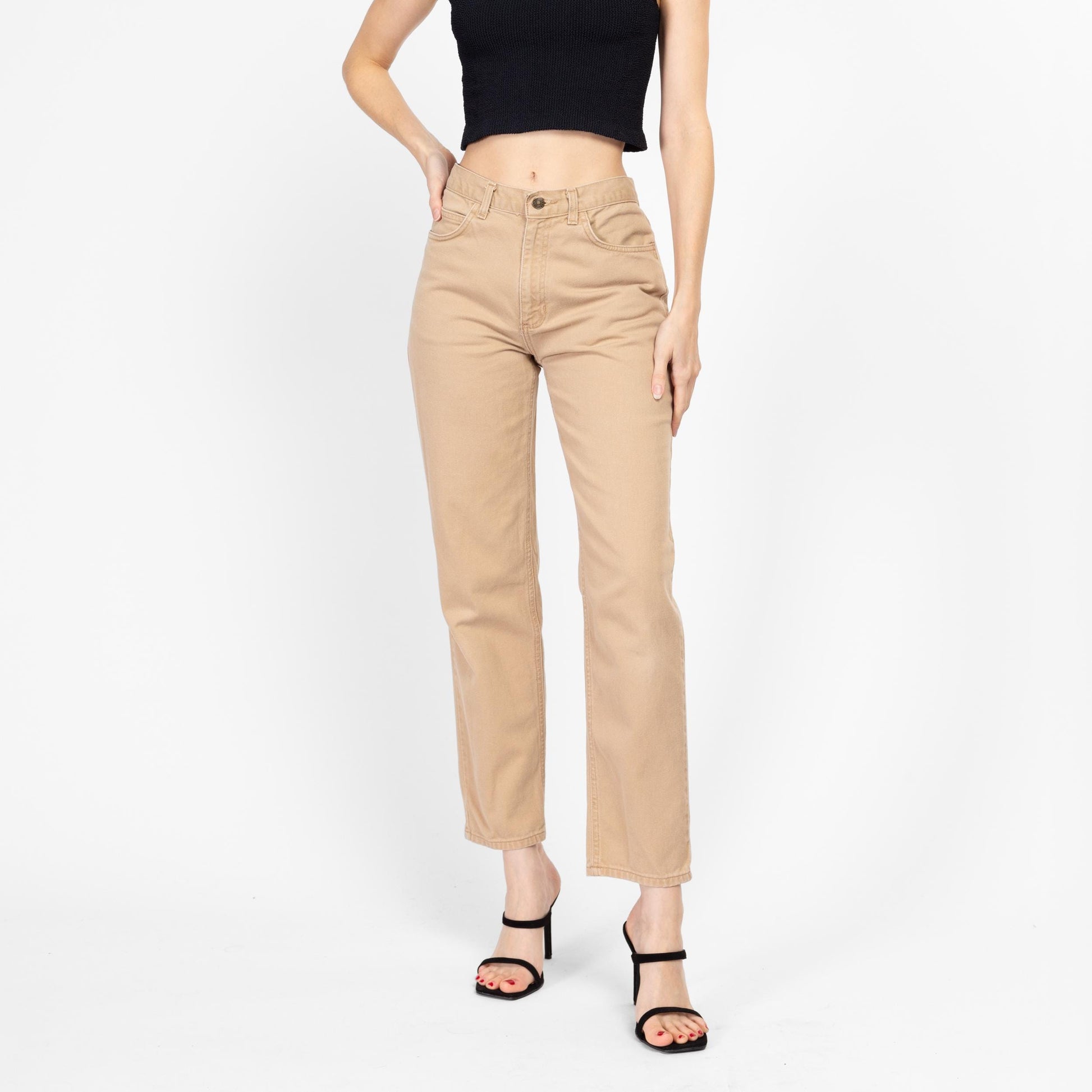 Small 90s Tan Mid Rise Jeans 27.5"
