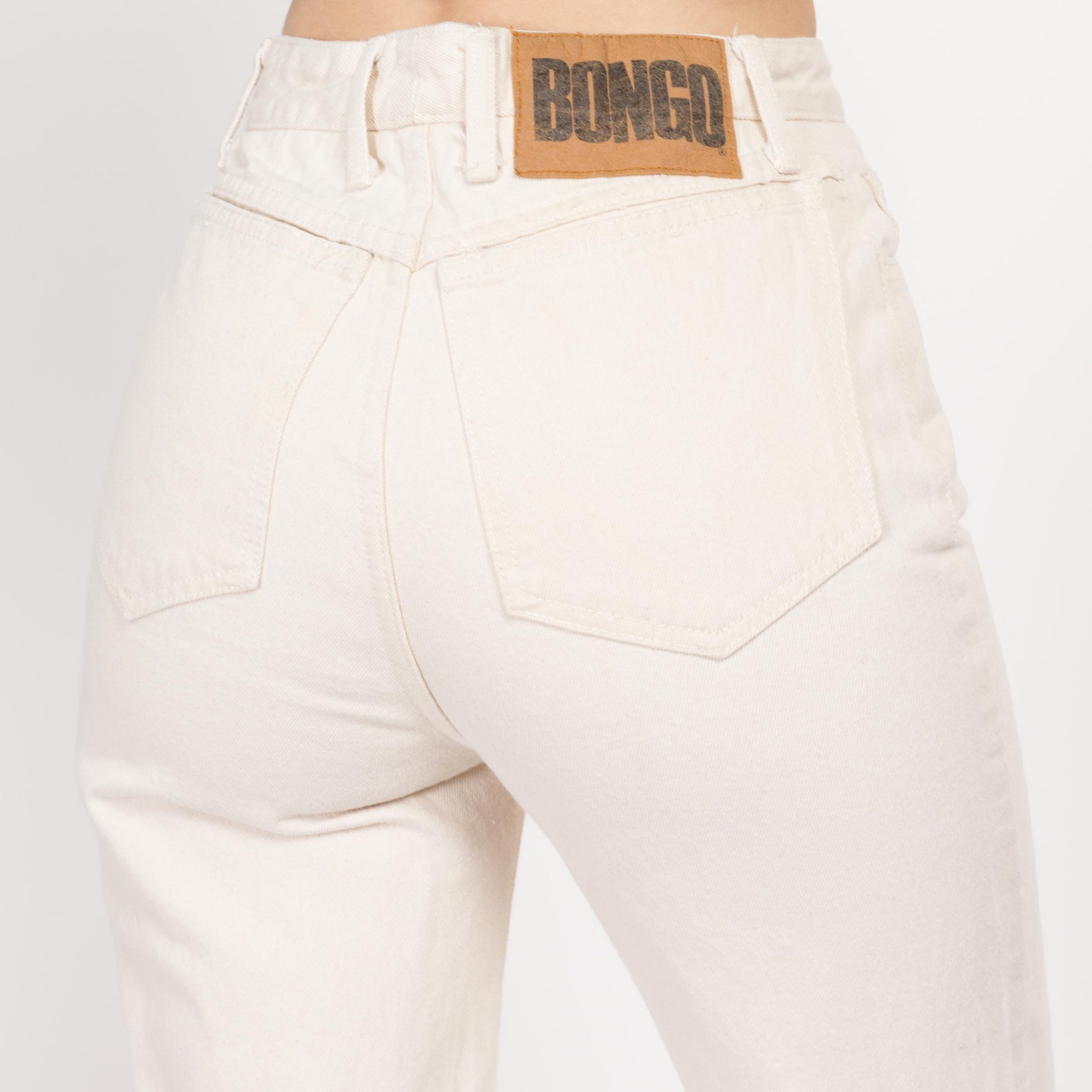 XS 90s Bongo Cream High Waisted Jeans 25" | Vintage Denim Tapered Leg Mom Jeans