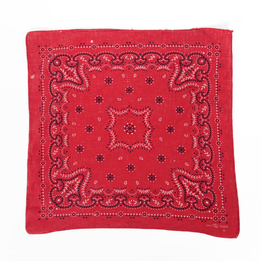1940s Elephant Brand Red Cotton Fast Color Bandana | Vintage 40s Trunk Up Made In USA Handkerchief